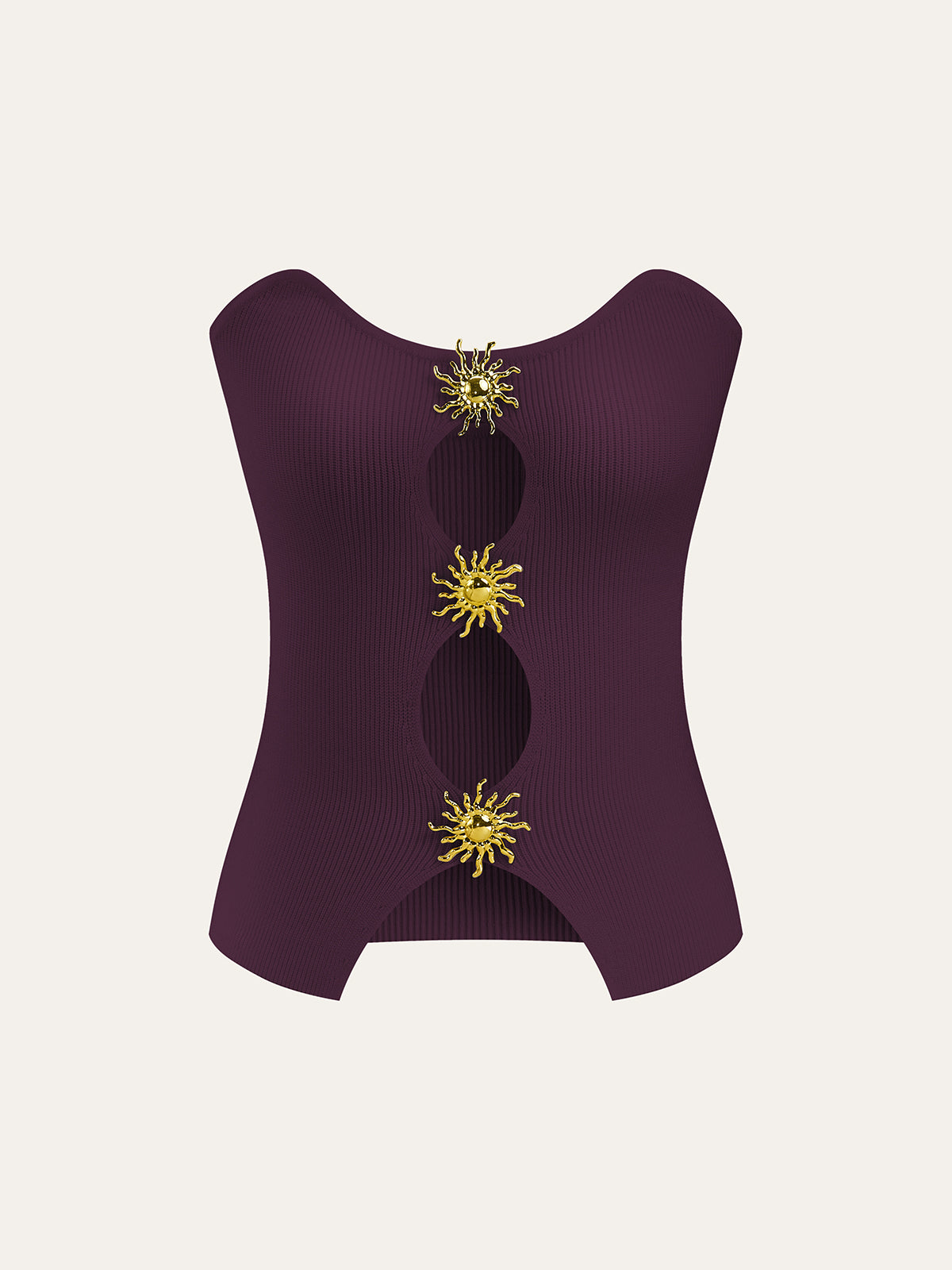 Metal Cut-Out Knit Sweater Vest for Layering and Fashion Styling