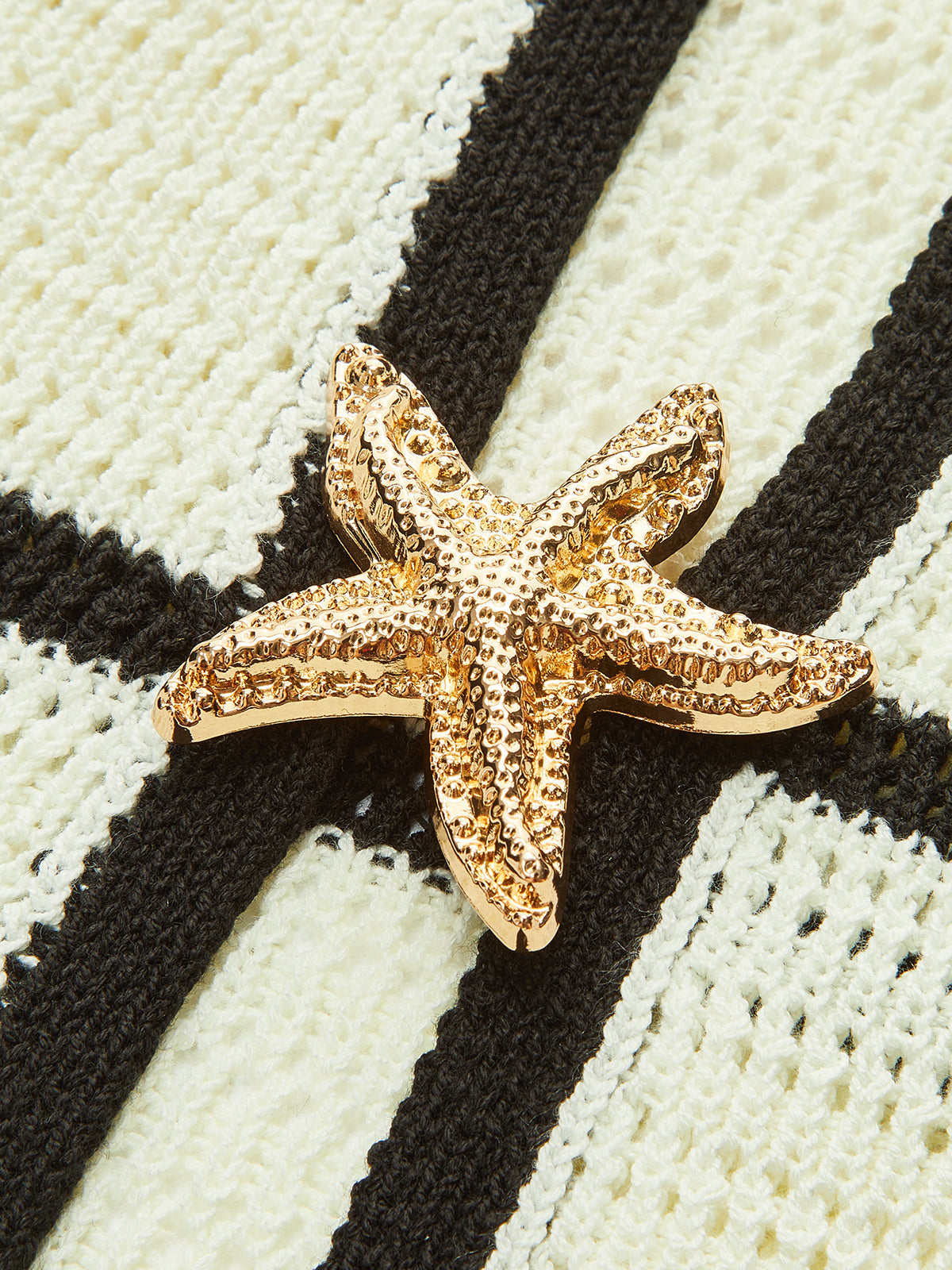 Contrast Trim Starfish Button Knitted Top, Cozy Casual Long Sleeve Pullover