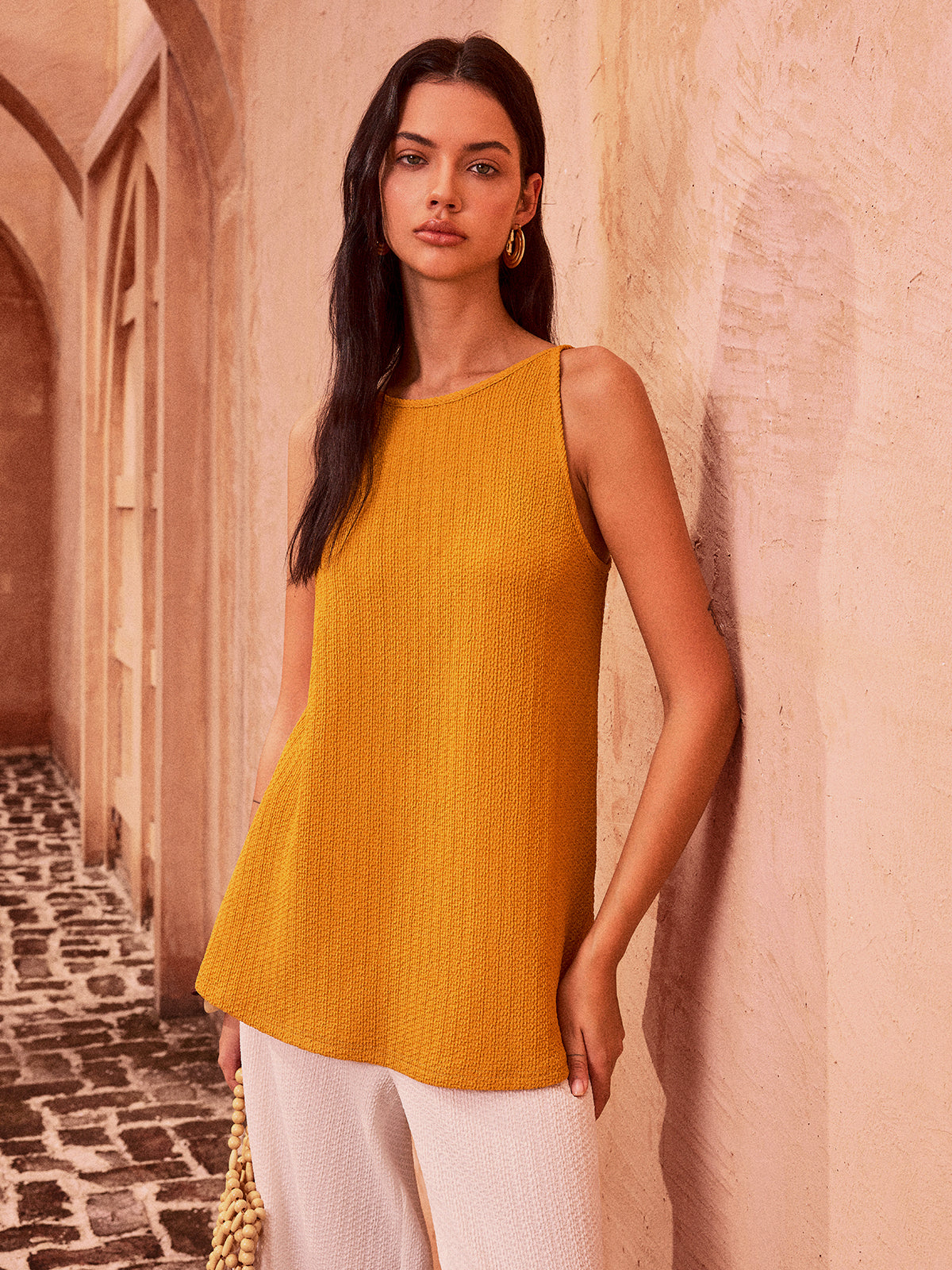 Textured Tie-Back Tank Top for Women Casual Summer Wear