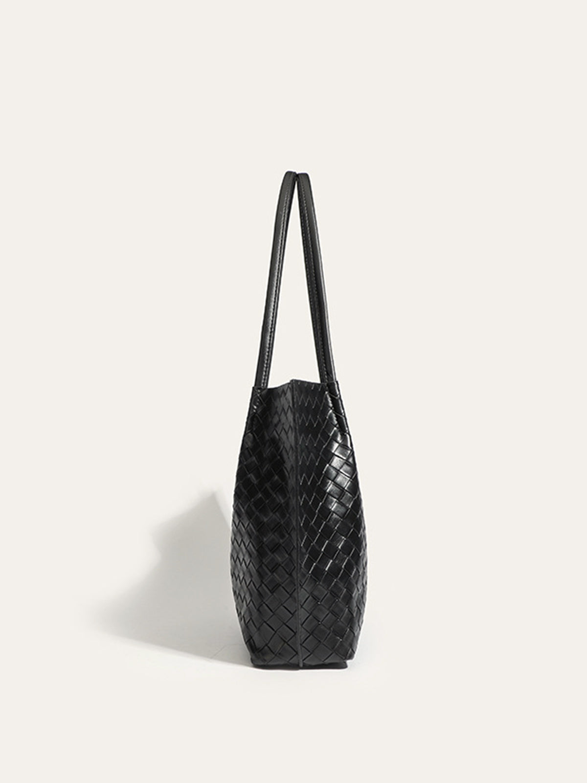 Woven PU Tote Bag Large Capacity Vegan Leather