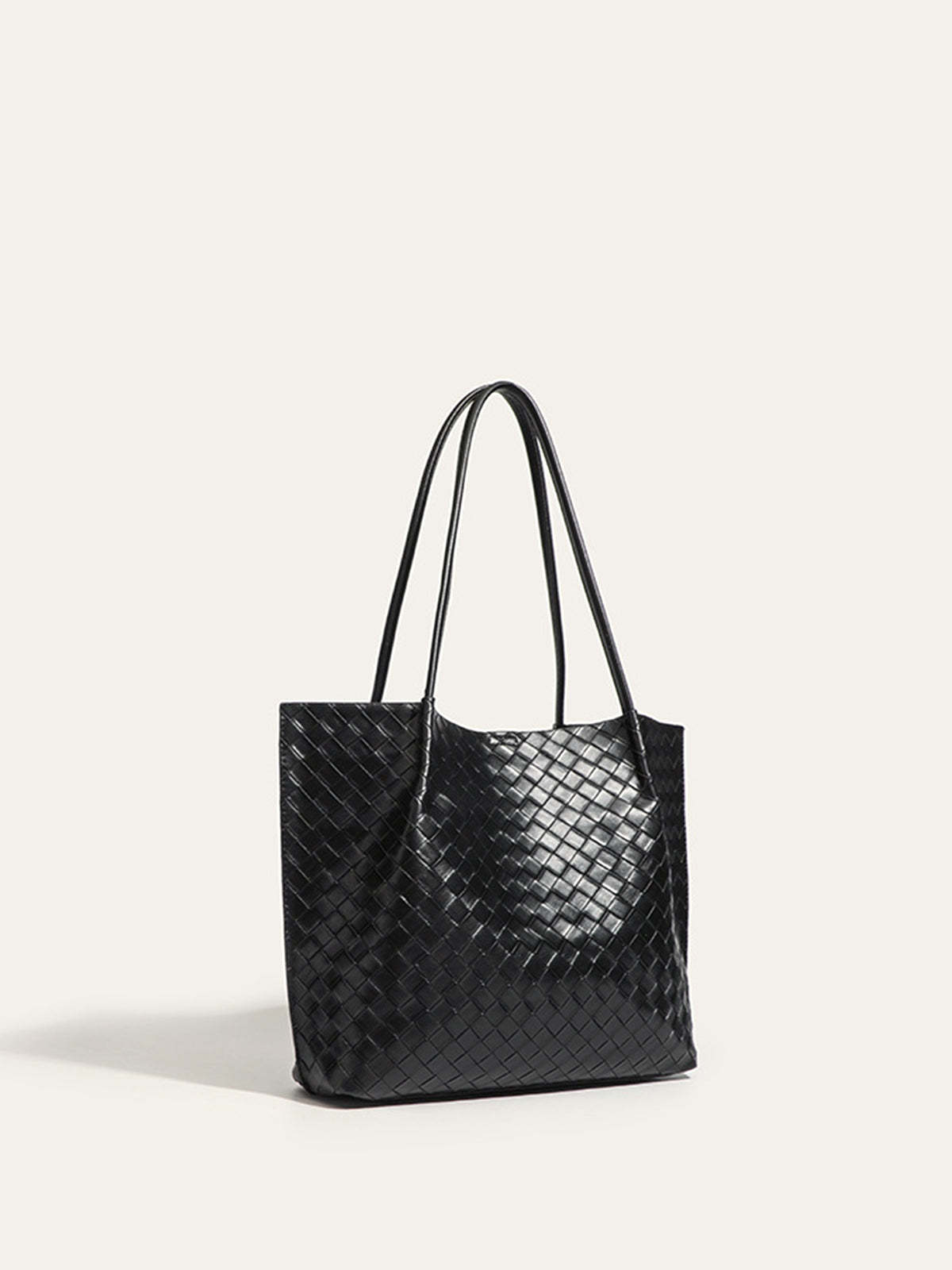 Woven PU Tote Bag Large Capacity Vegan Leather