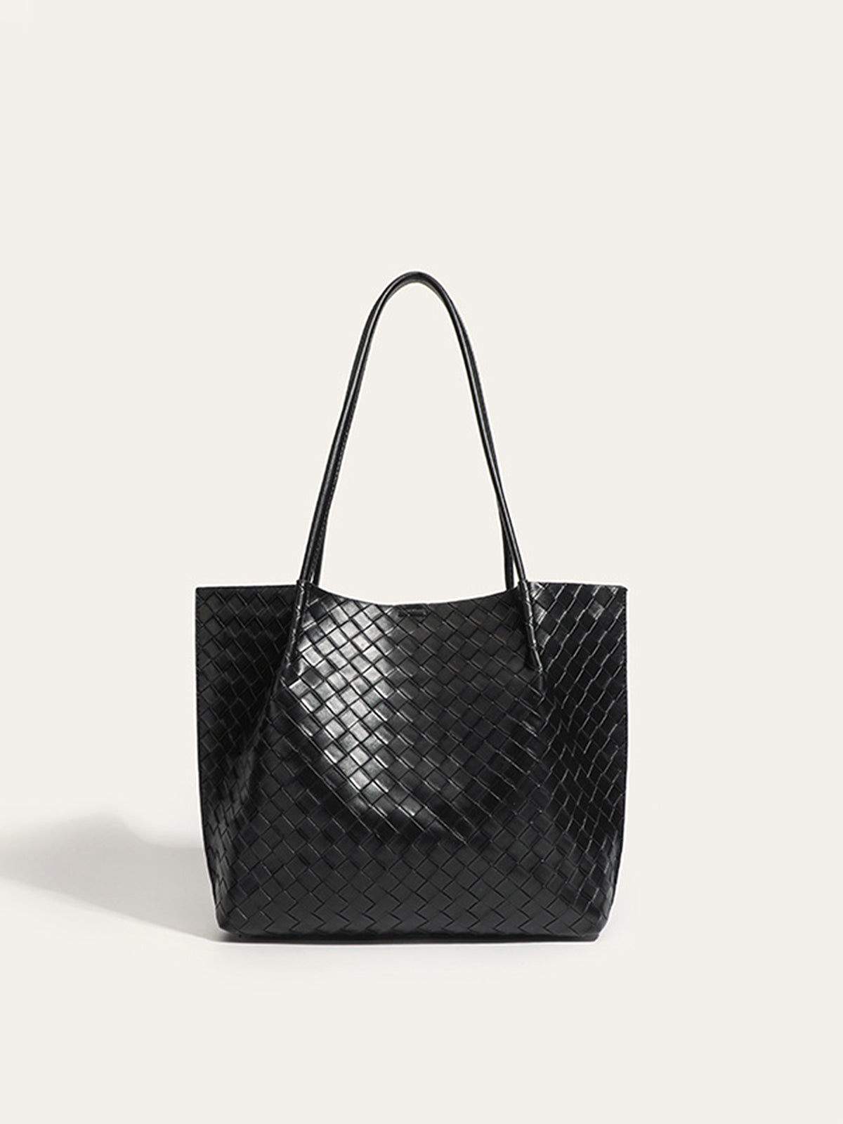 Woven PU Tote Bag Large Capacity Vegan Leather