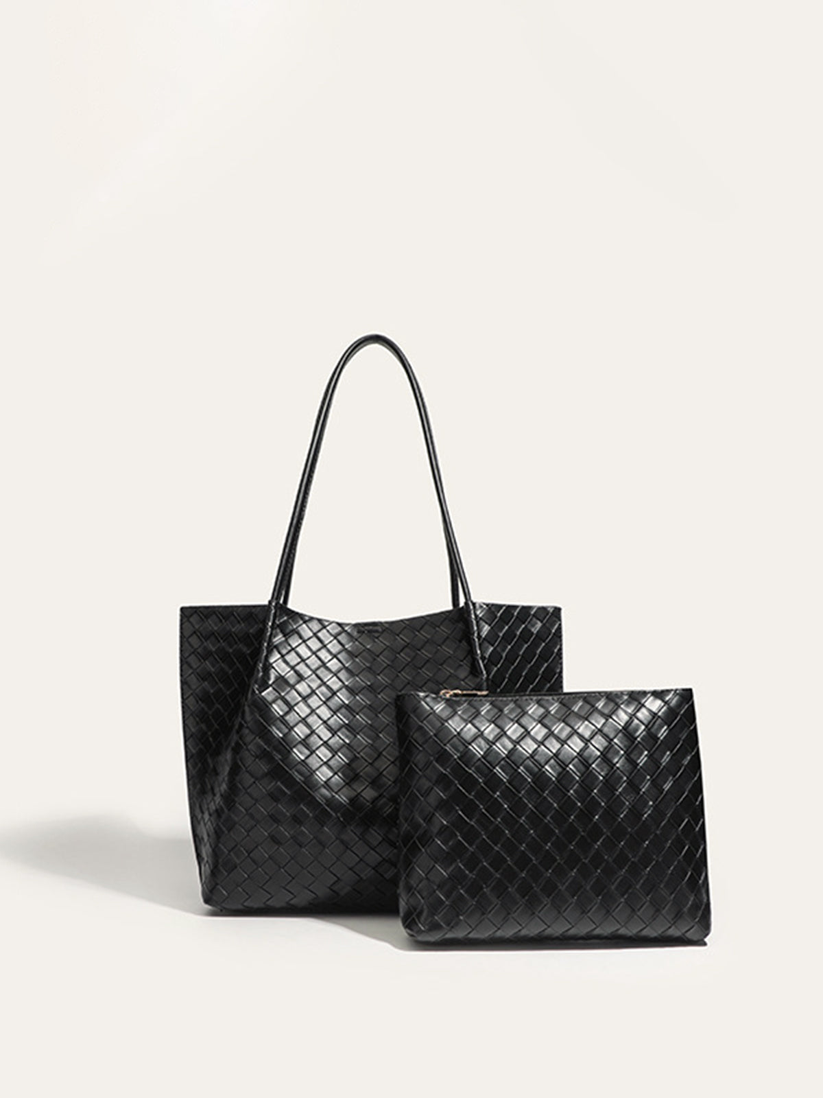 Woven PU Tote Bag Large Capacity Vegan Leather