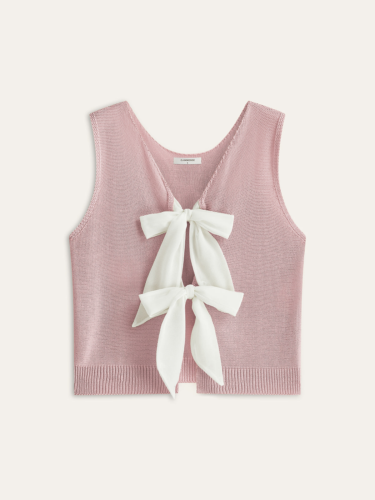 Bow Tie Knit Top Comfort Fit Casual Style Pullover