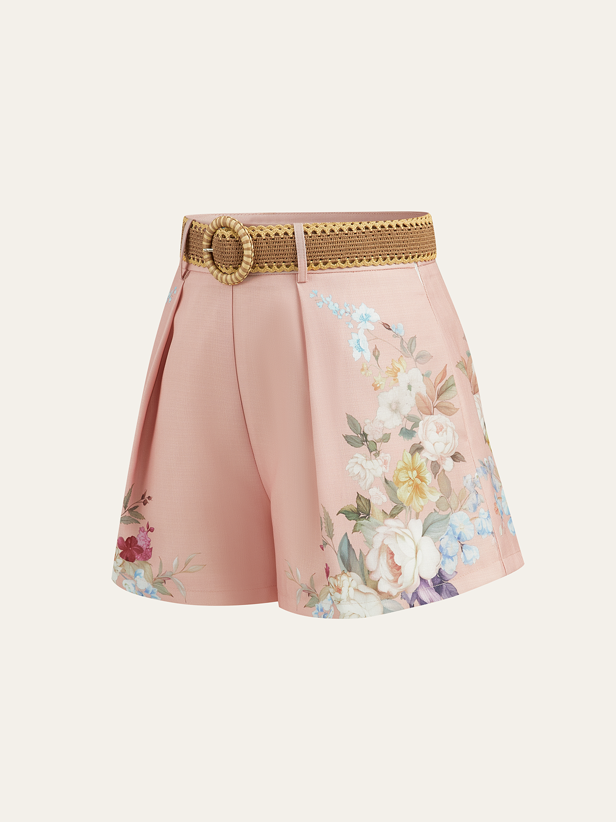 Floral Printed Belted Mid-Waist Shorts for Women Casual Summer Wear