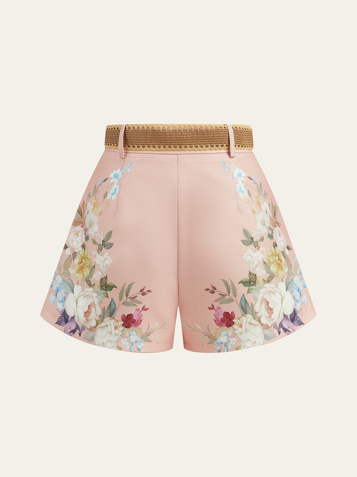 Floral Printed Belted Mid-Waist Shorts for Women Casual Summer Wear