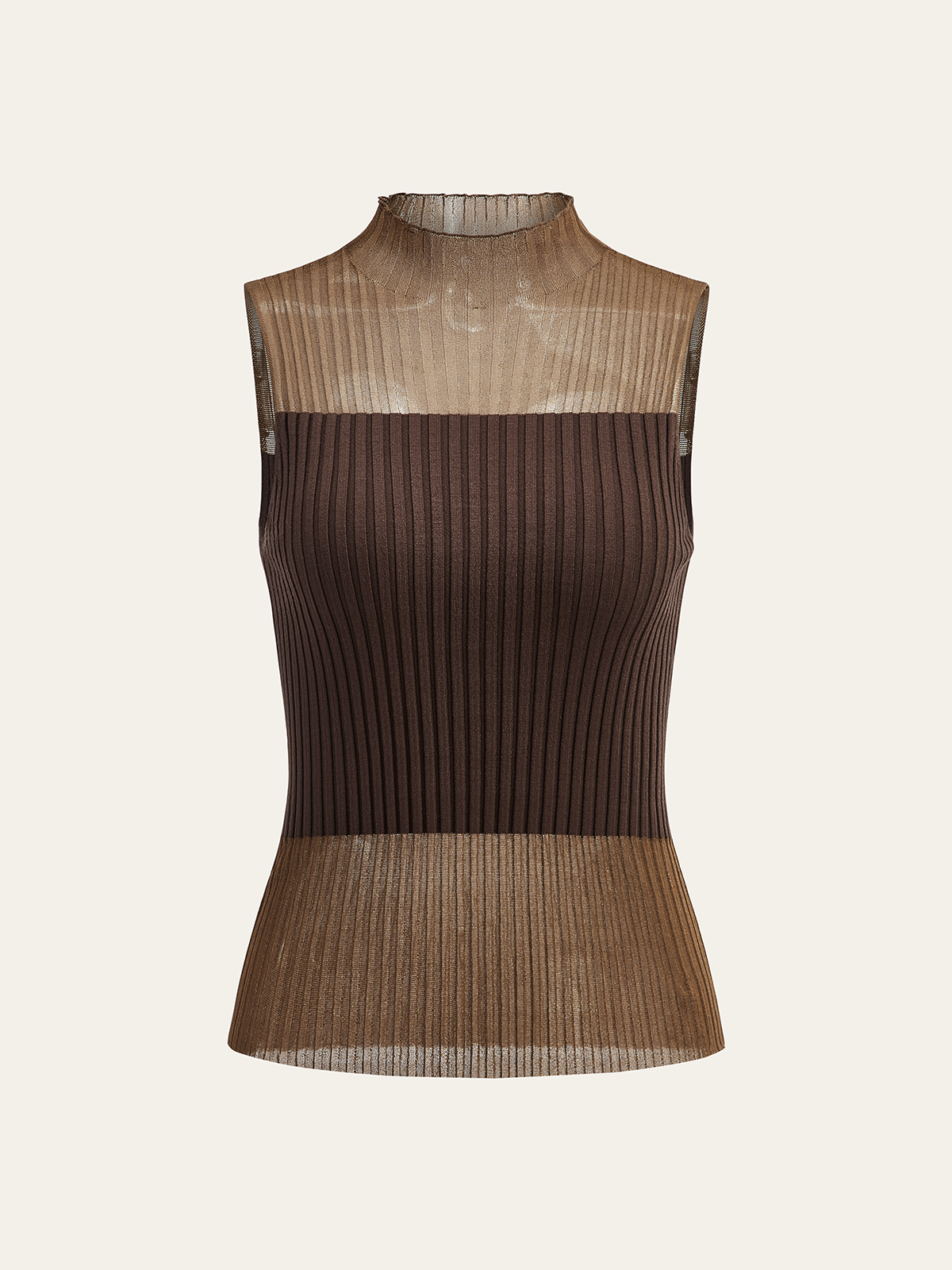 Mock Neck Sheer Paneled Sleeveless Top for Women Trendy Casual