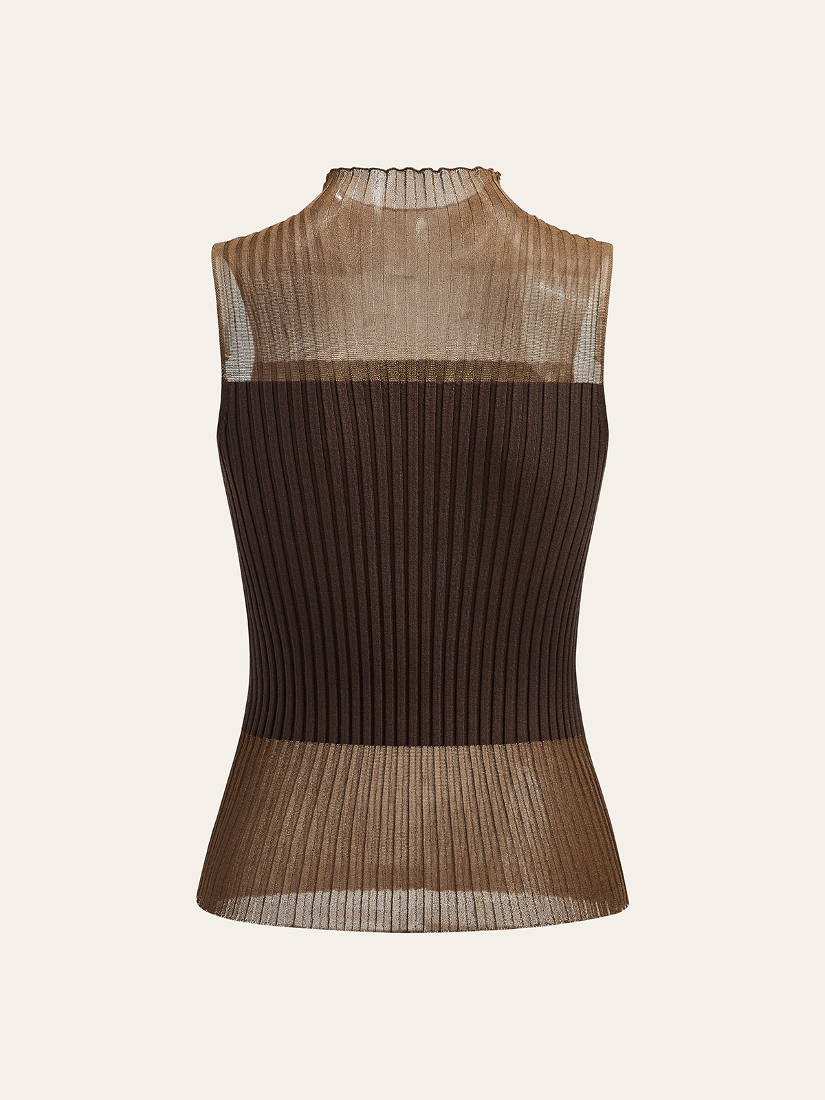 Mock Neck Sheer Paneled Sleeveless Top for Women Trendy Casual