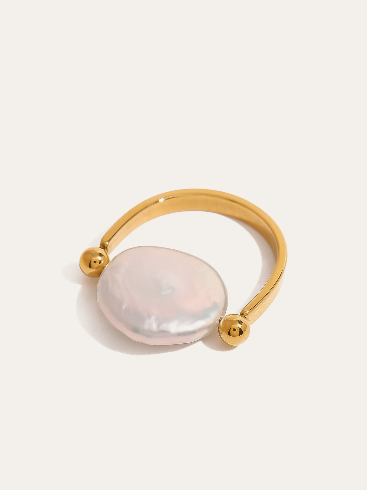 Reversible Baroque Pearl Ring Elegant Handcrafted Adjustable Design