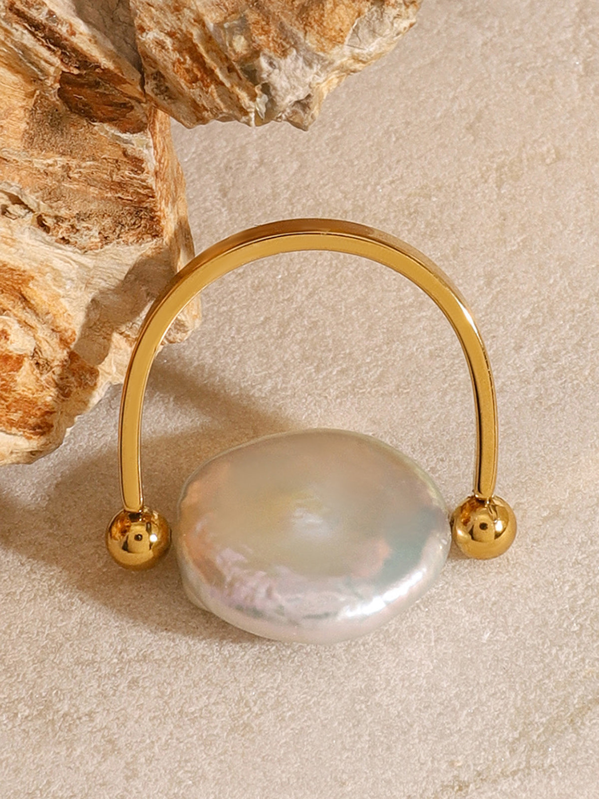 Reversible Baroque Pearl Ring Elegant Handcrafted Adjustable Design