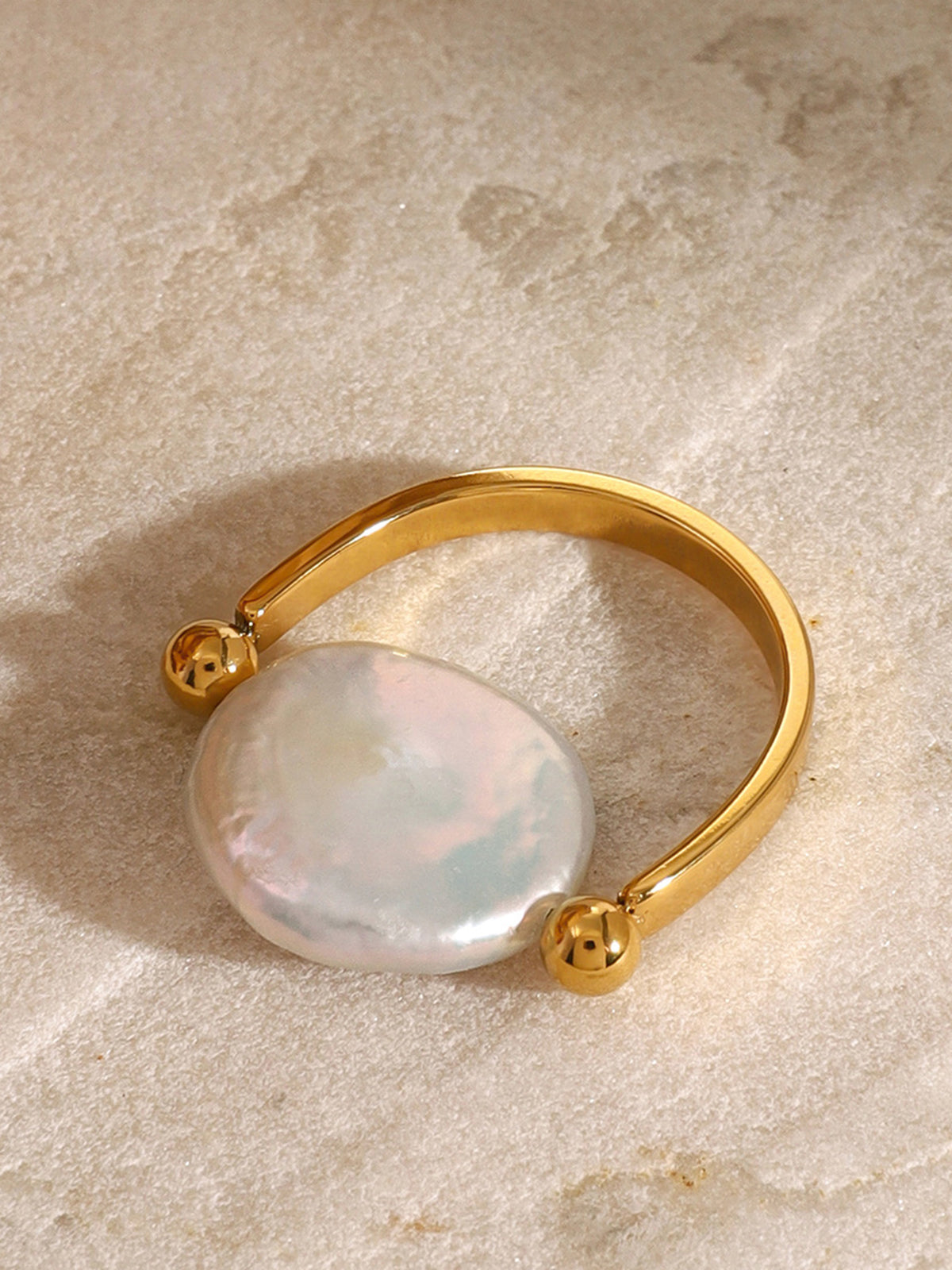 Reversible Baroque Pearl Ring Elegant Handcrafted Adjustable Design