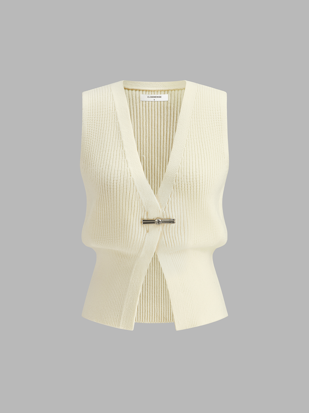 Metal Buckle Waisted Sweater Vest for Casual Layering Comfort