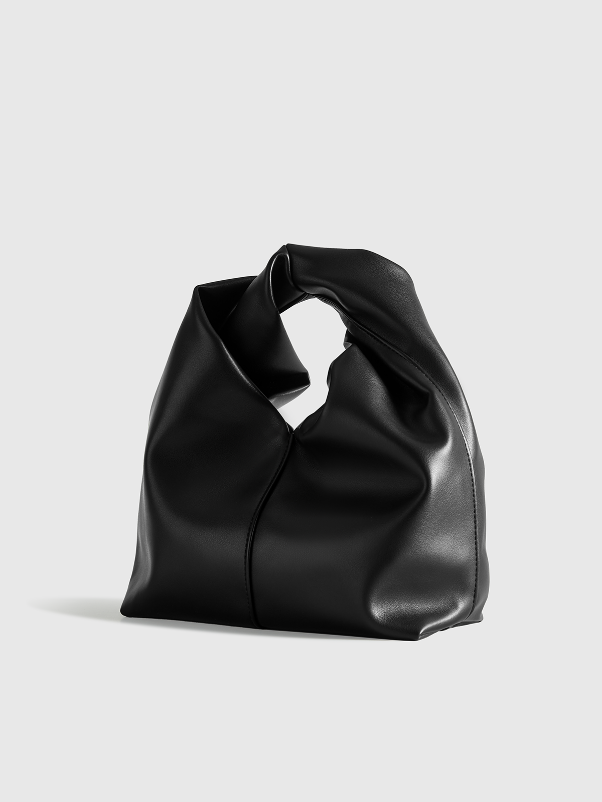 PU Leather Handbag with Twisted Top Handle, Stylish Designer Fashion Accessory