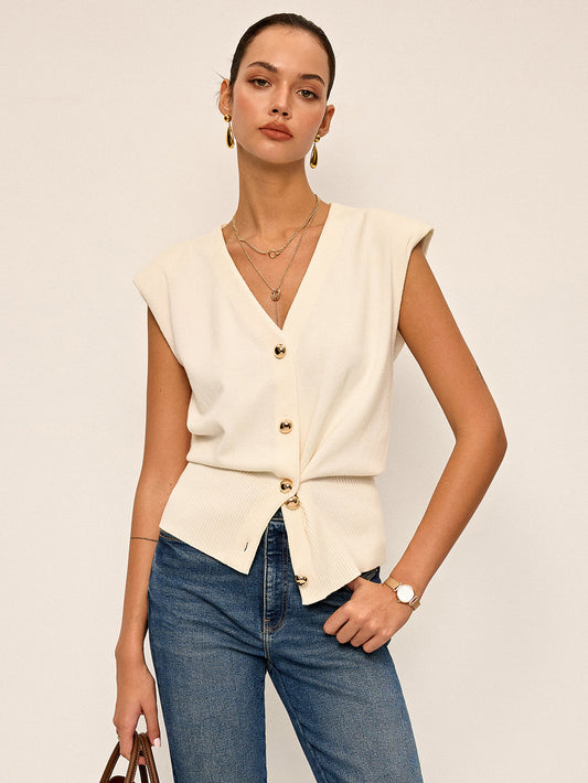 Asymmetric Two-Way Wear Knit Vest for Layering Essentials