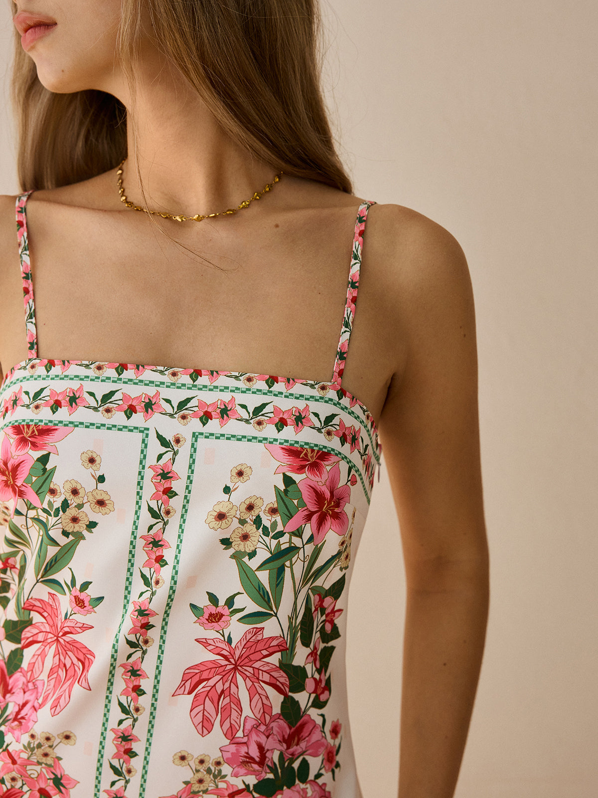 Floral Print Spaghetti Strap Mini Dress for Women Summer Casual