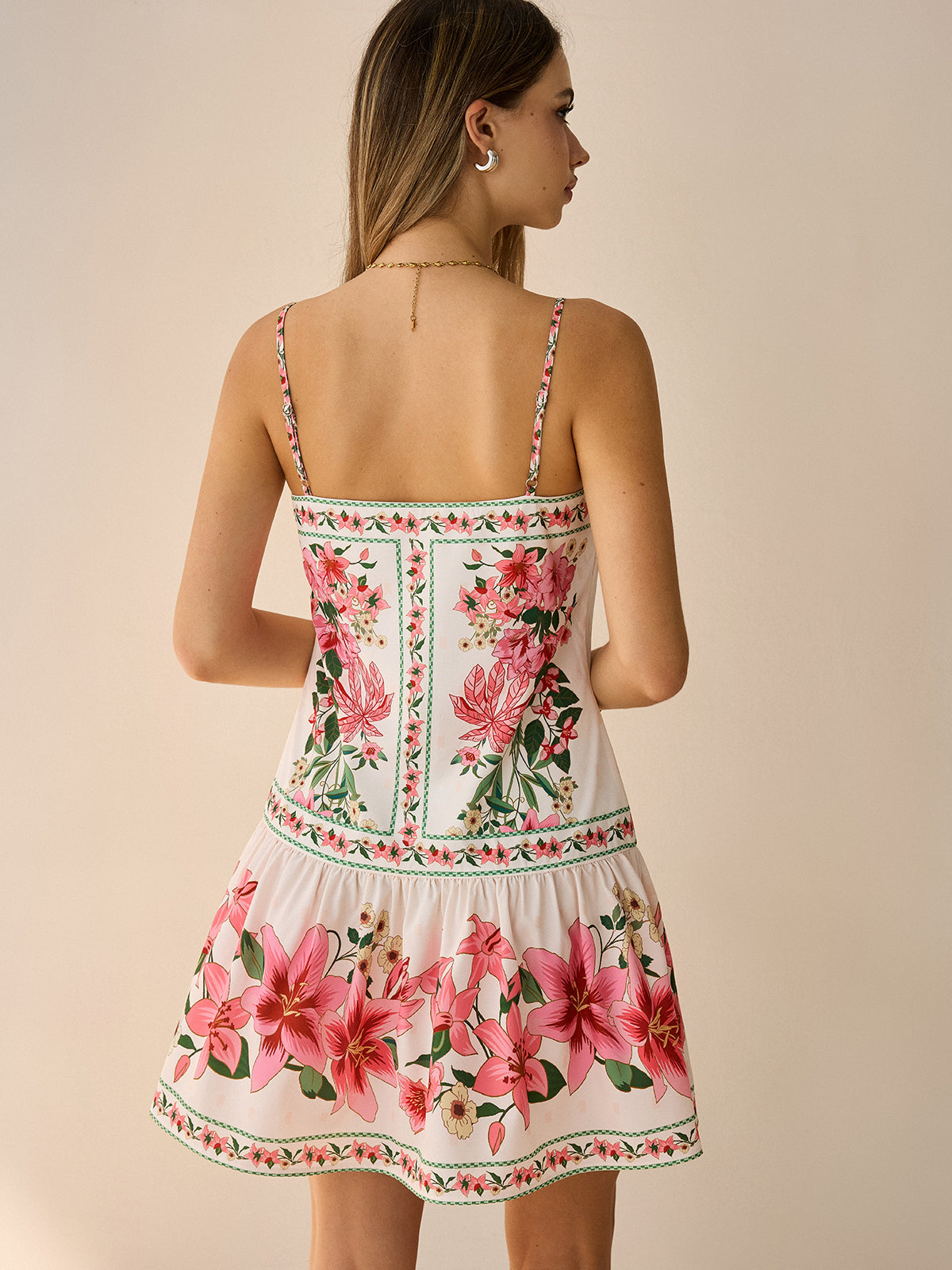 Floral Print Spaghetti Strap Mini Dress for Women Summer Casual