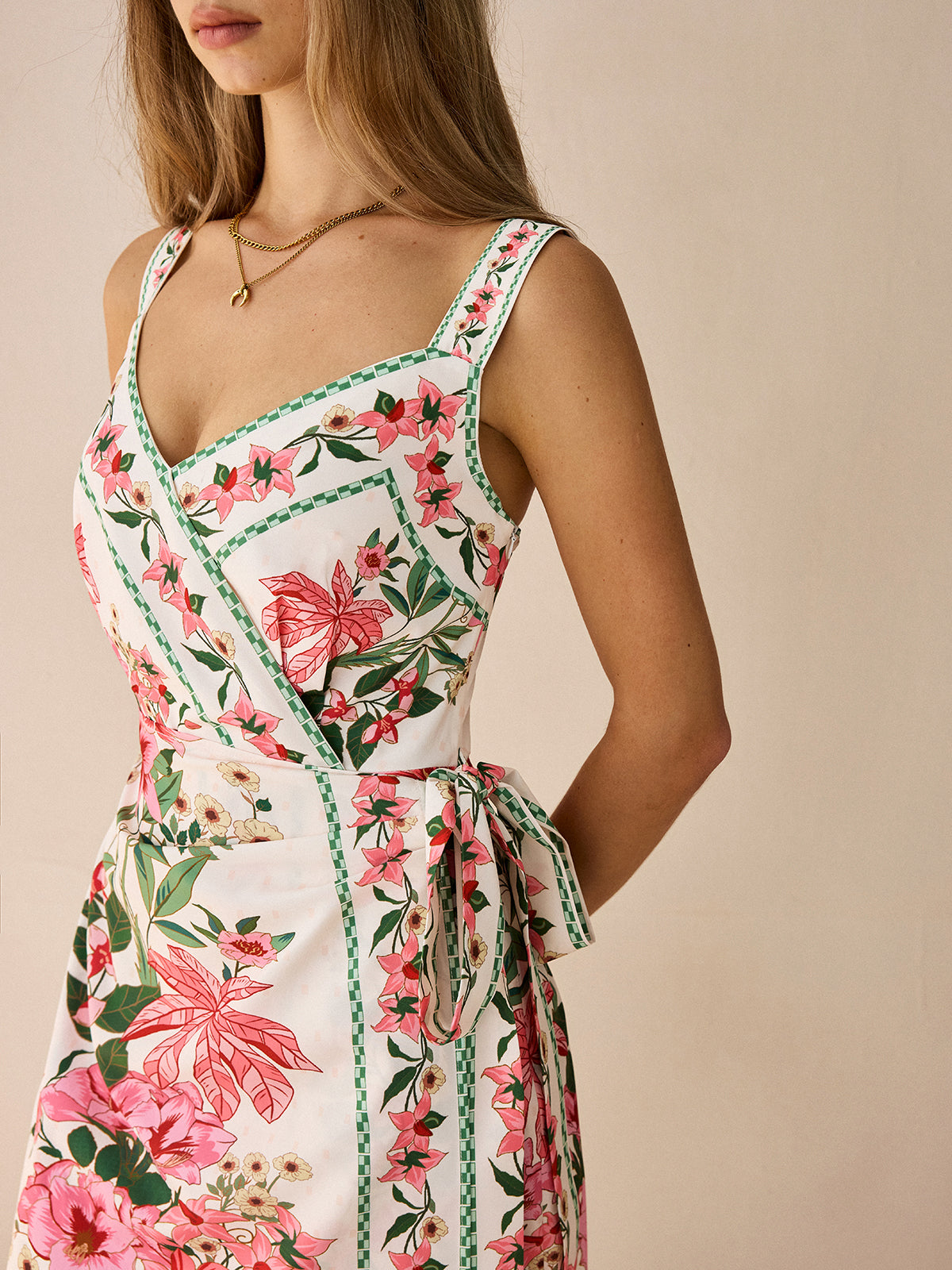 Floral Print Wrap Mini Dress in Luxurious Textured Fabric for Summer
