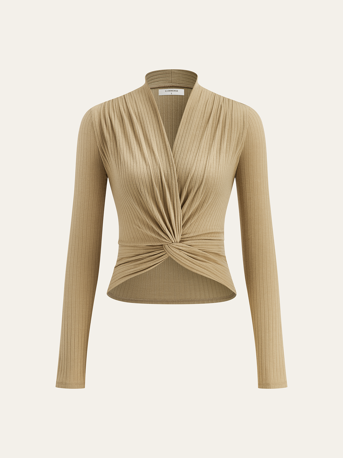 Ribbed Twist Front Long Sleeve Knit Top for Women Casual Fall Wear