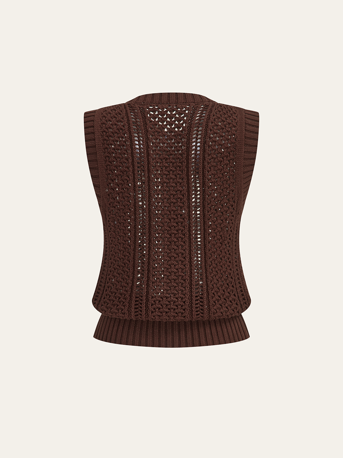 Button Front Sweater Vest with Cable Knit Detail