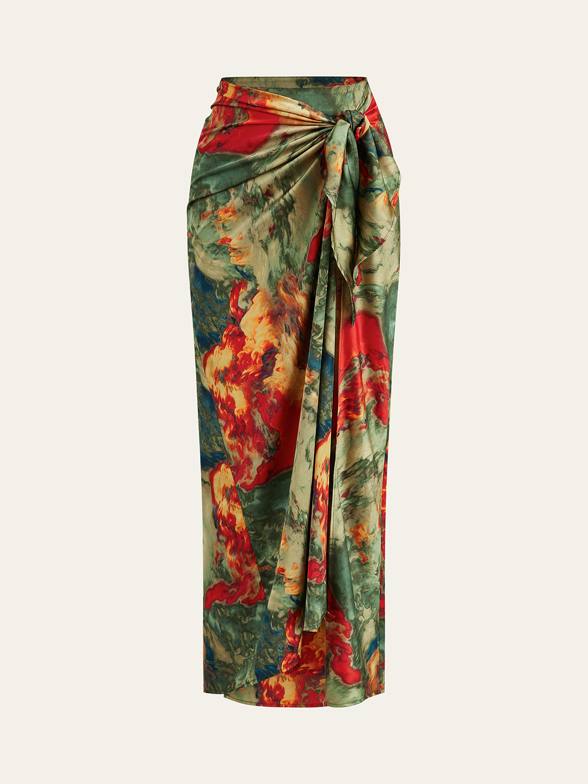Printed Wrap-Tie Maxi Skirt Bohemian Beachwear Style