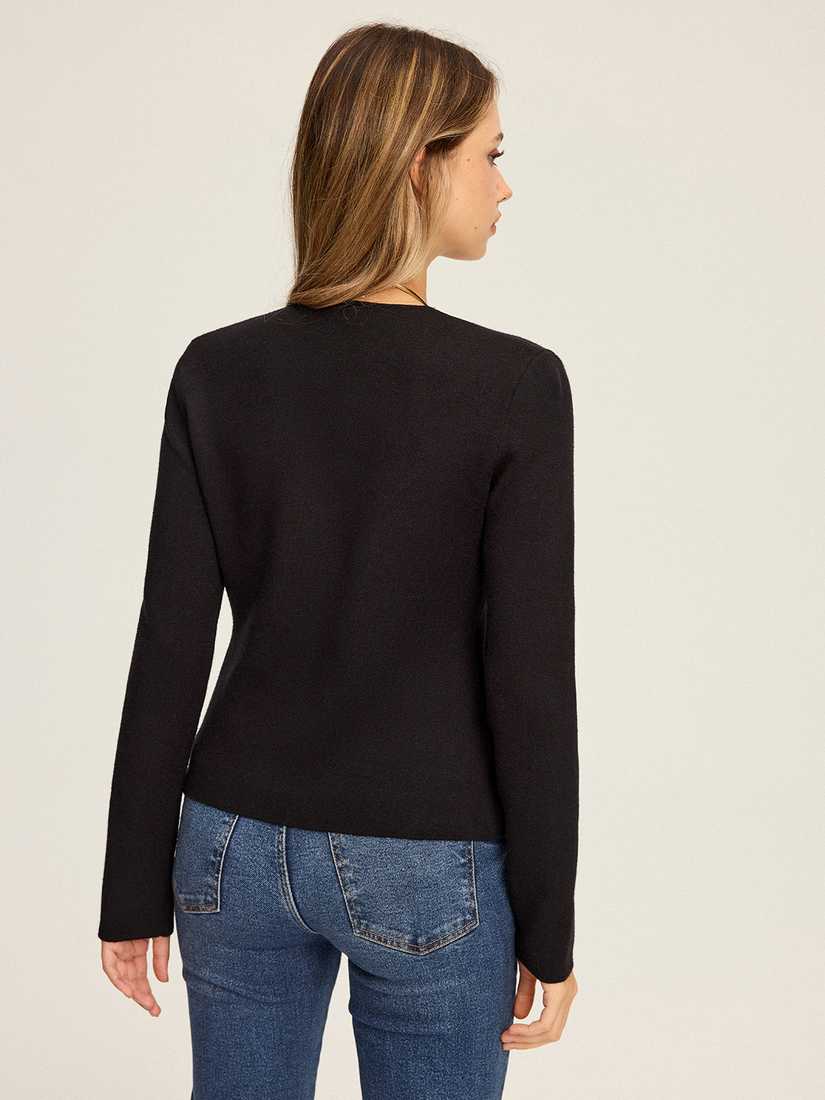Deep V-Neck Asymmetric Knit Cardigan for Women, Stylish Layering Essential