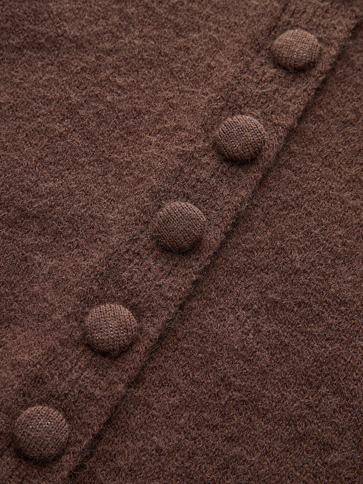 Crew Neck Button-Front Knit Cardigan with Long Sleeves for Women