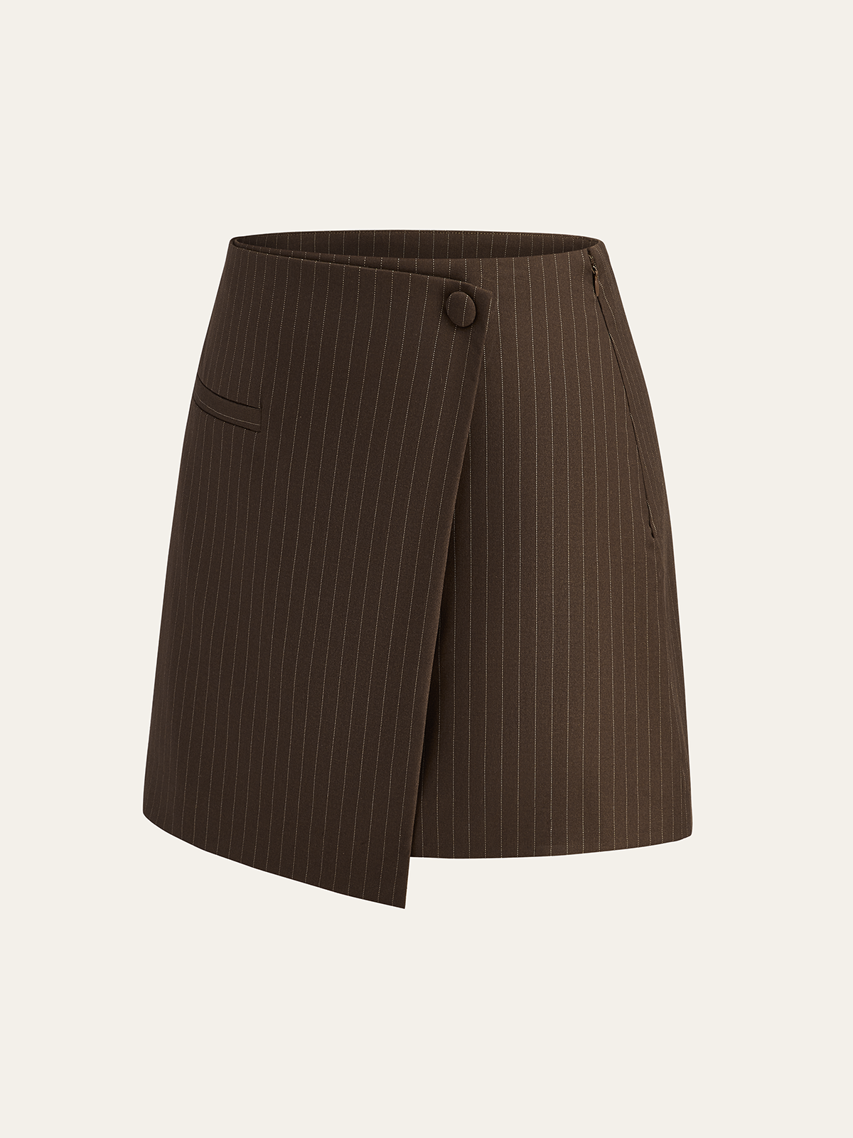 Pinstripe Wrap Mini Skirt with Ruffle Detail for Women