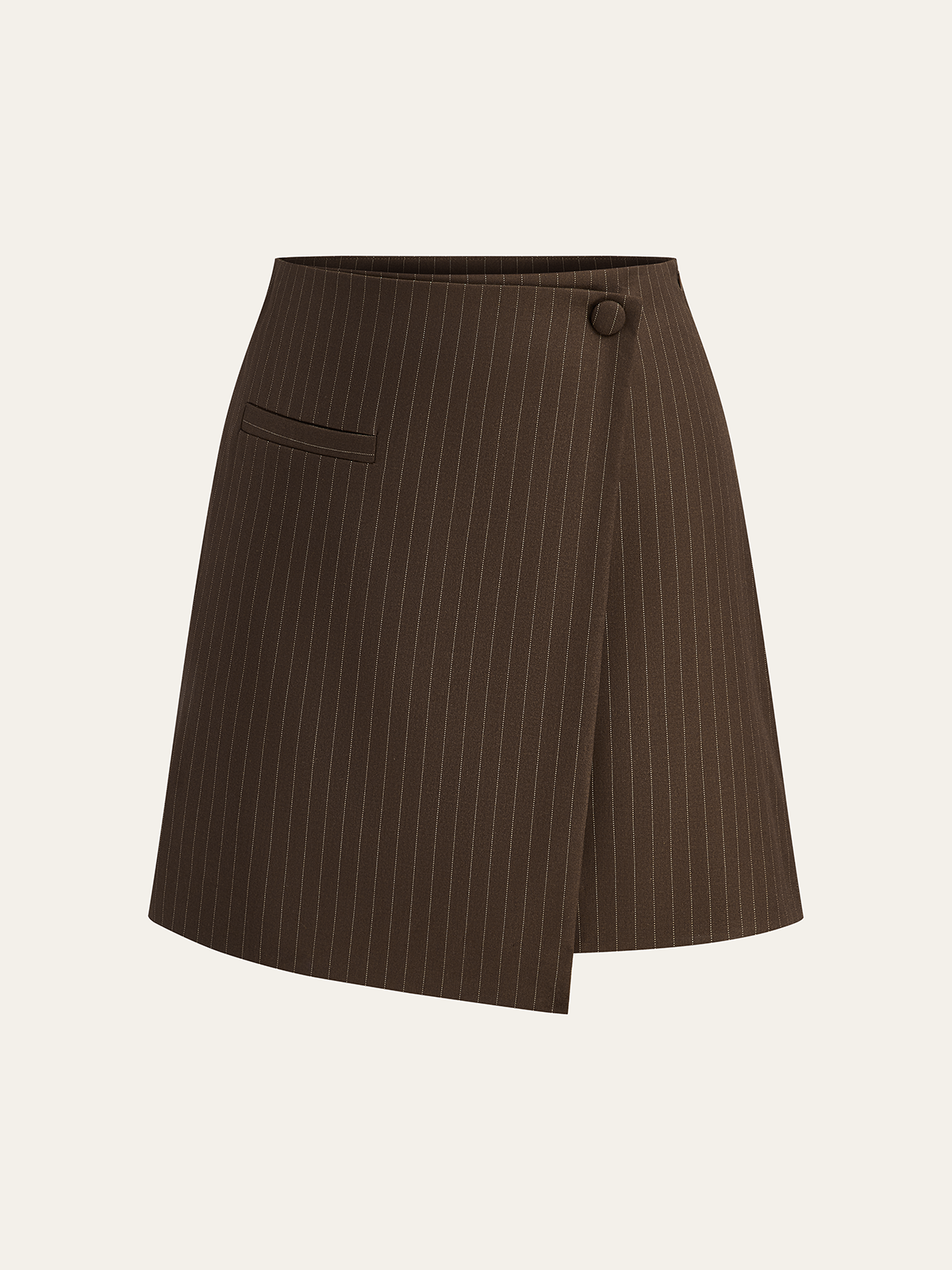 Pinstripe Wrap Mini Skirt with Ruffle Detail for Women