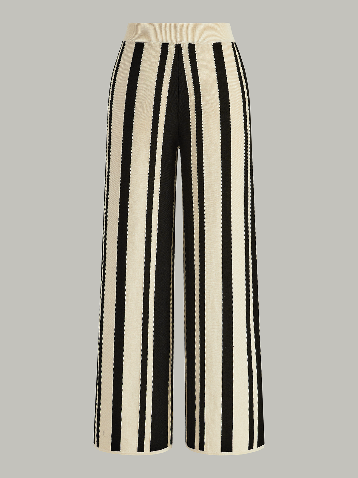 Striped Knit High-Waist Pants for Women, Comfortable Loungewear
