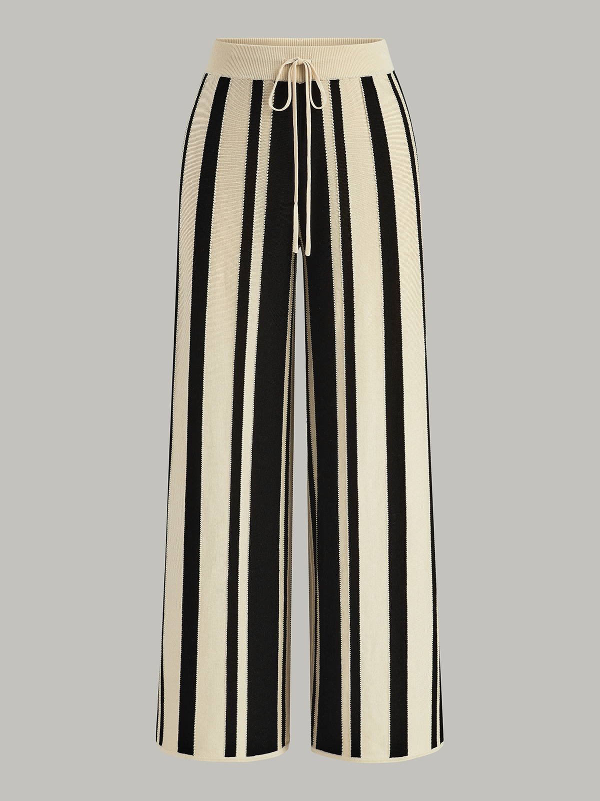 Striped Knit High-Waist Pants for Women, Comfortable Loungewear