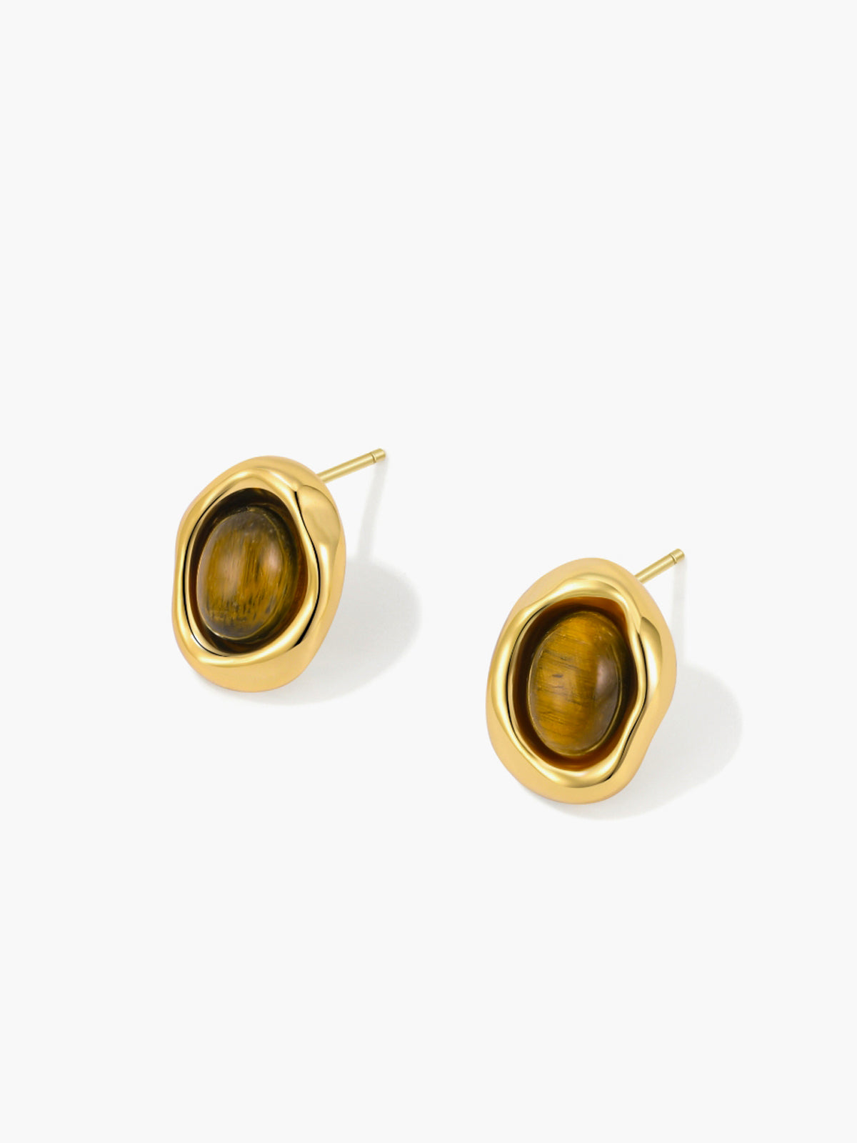 Vintage Tiger Eye Earrings with Sterling Silver Hooks