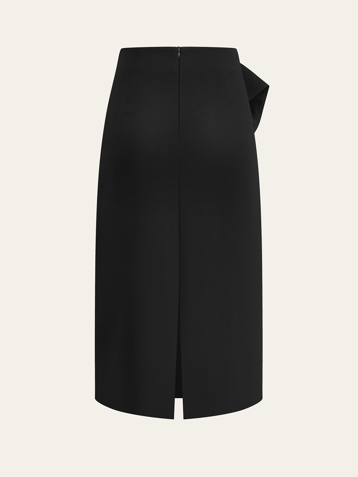 Metal Detail Asymmetric Midi Skirt with High Waist Design