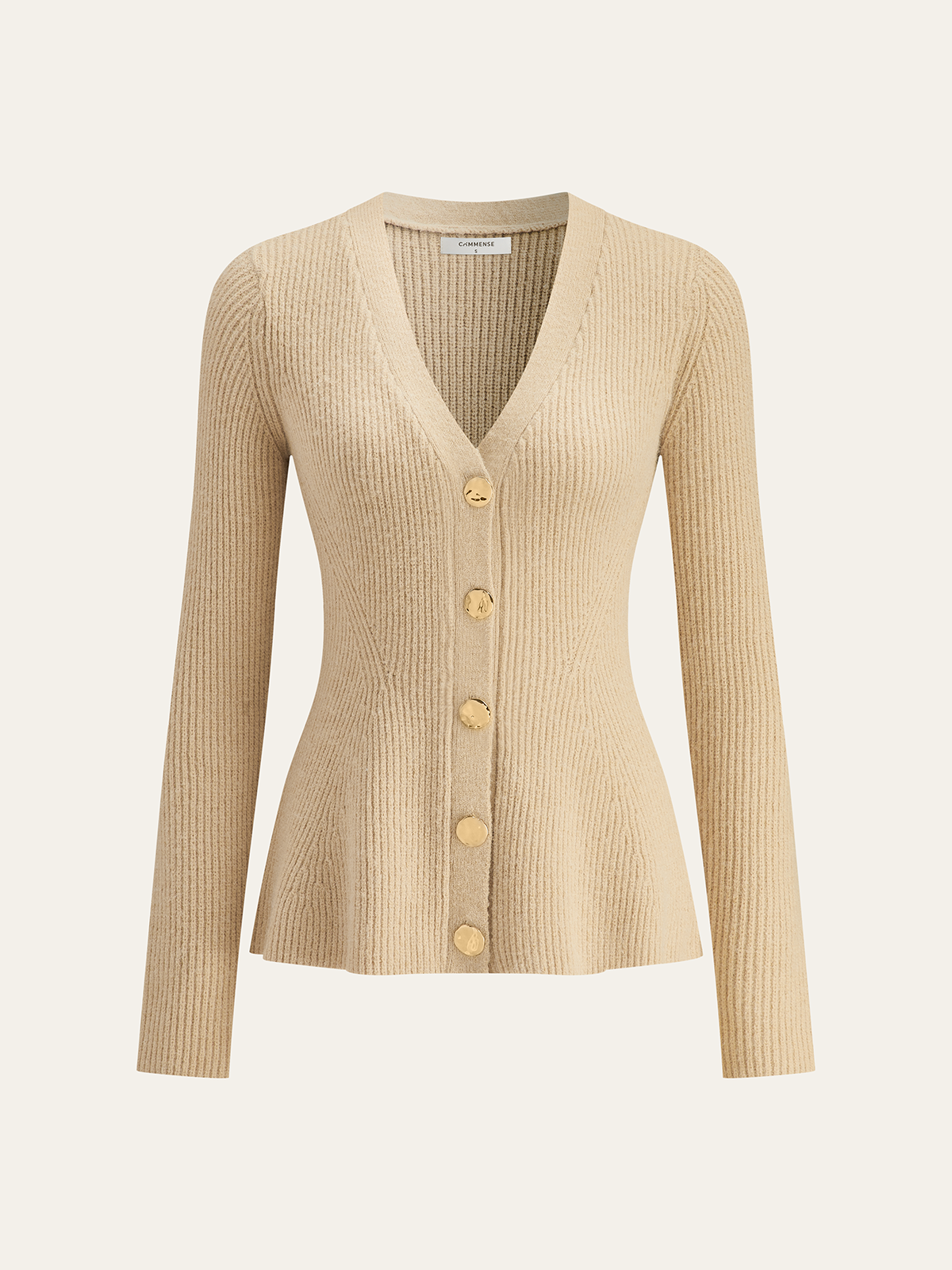 Women's Stylish Fitted V-Neck Button Ribbed Cardigan Sweater