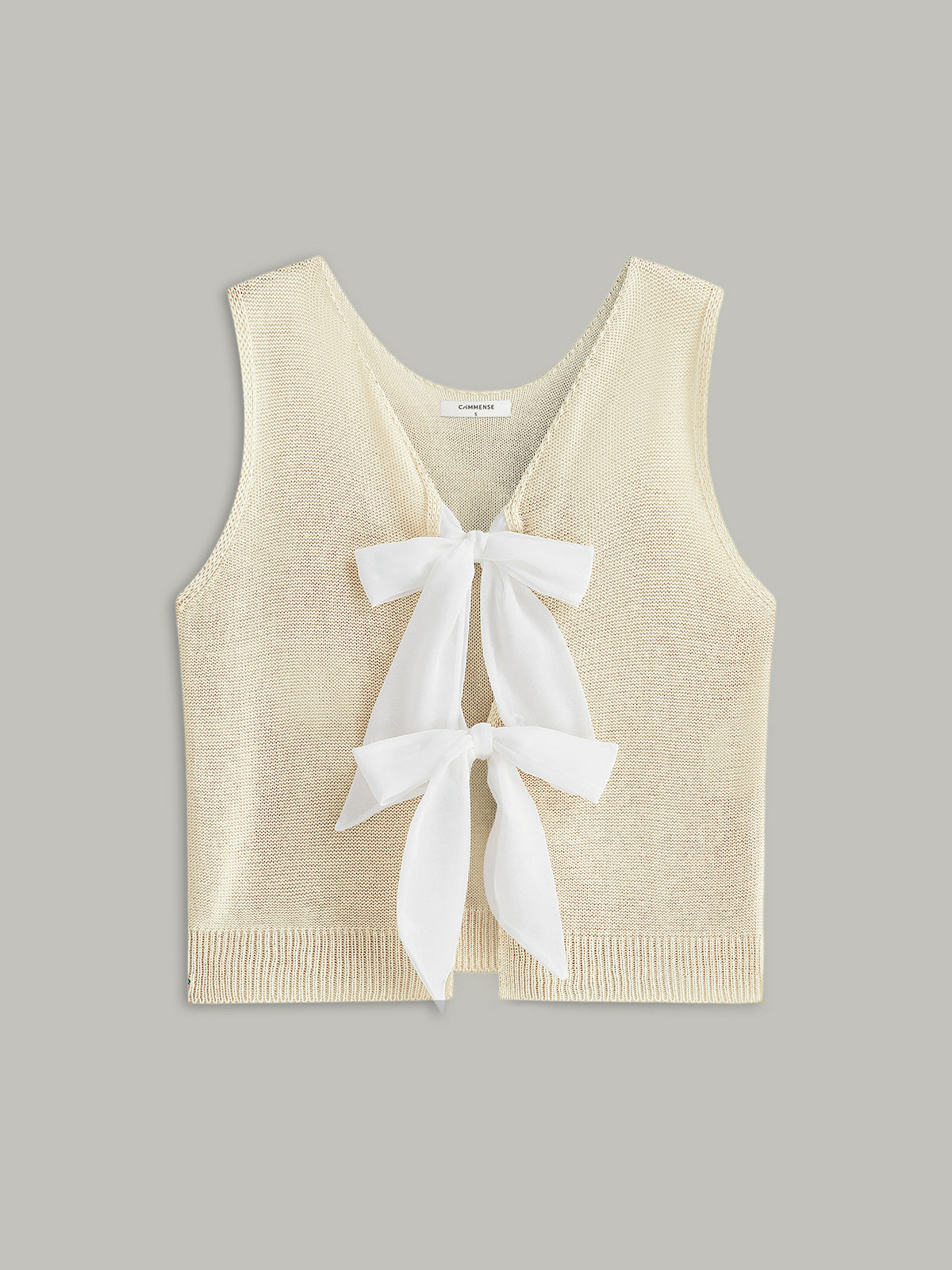 Bow Tie Knit Top Comfort Fit Casual Style Pullover