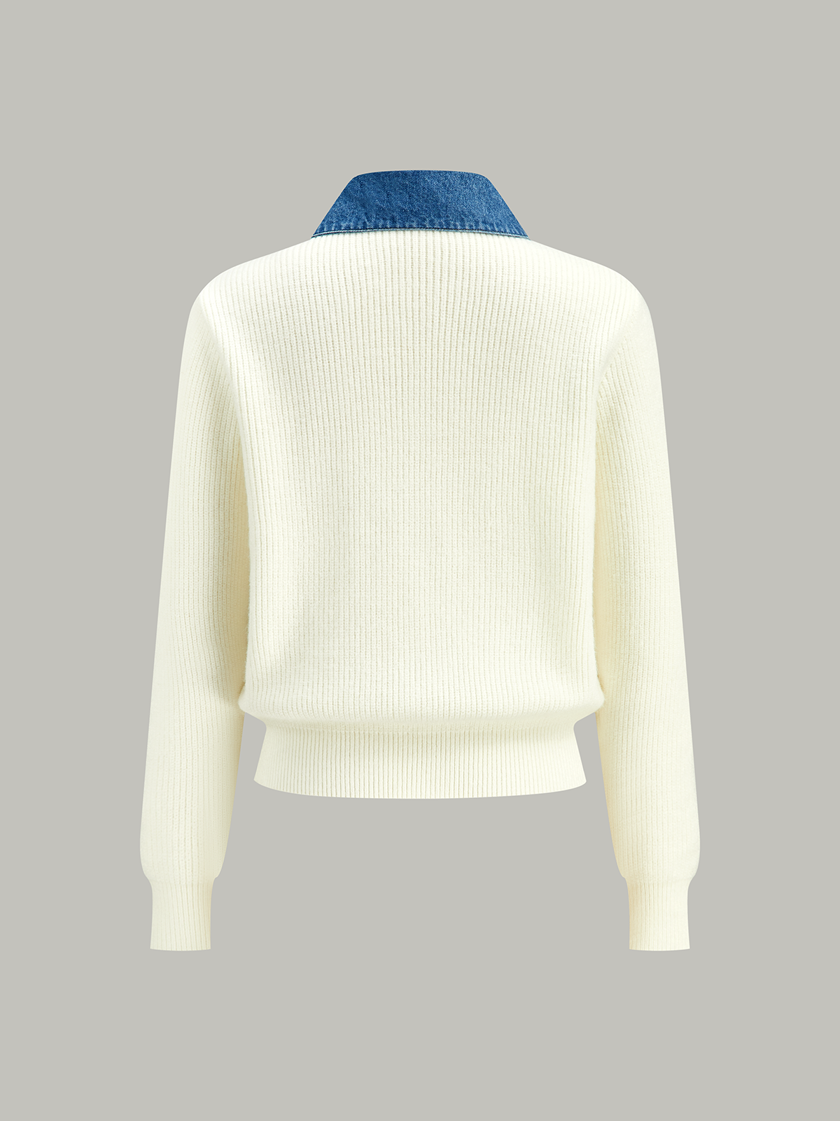 Denim Trim Button Knit Cardigan for Women Comfort Fit