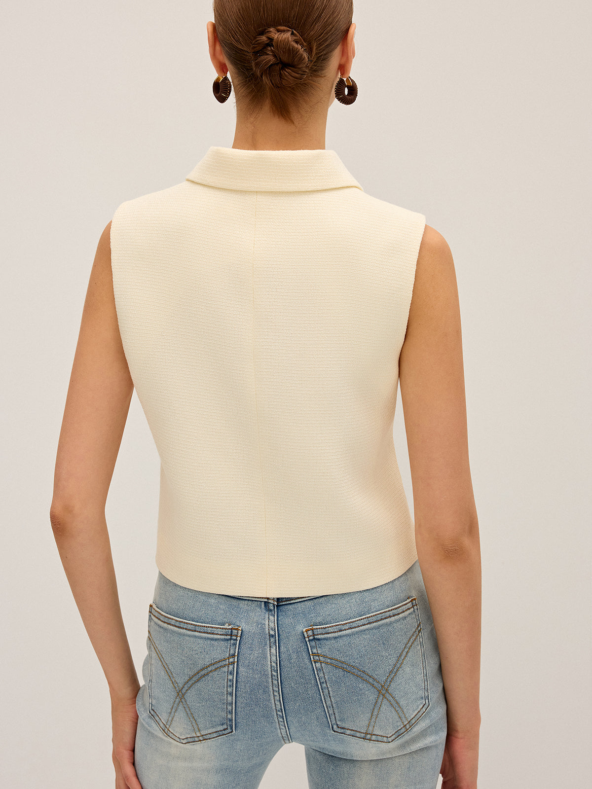 Irregular Metal Button Sleeveless Vest Stylish Casual Summer Top