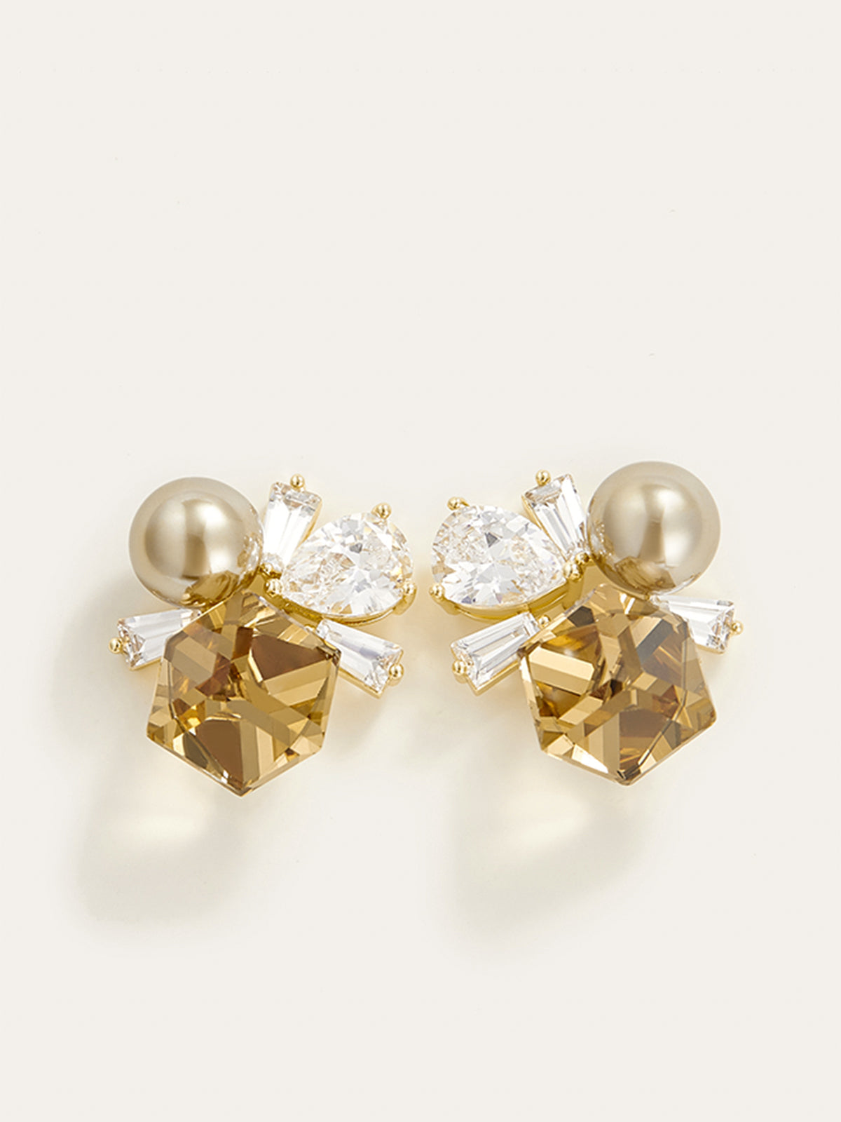 Crystal and Pearl Cluster Earrings, Elegant Wedding Bridal Jewelry