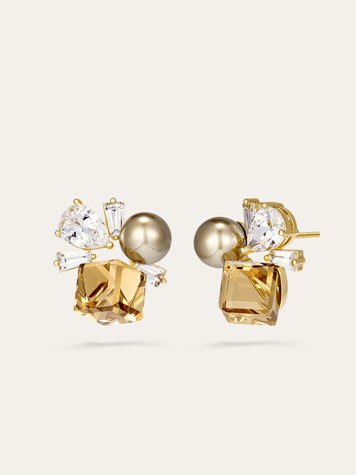 Crystal and Pearl Cluster Earrings, Elegant Wedding Bridal Jewelry
