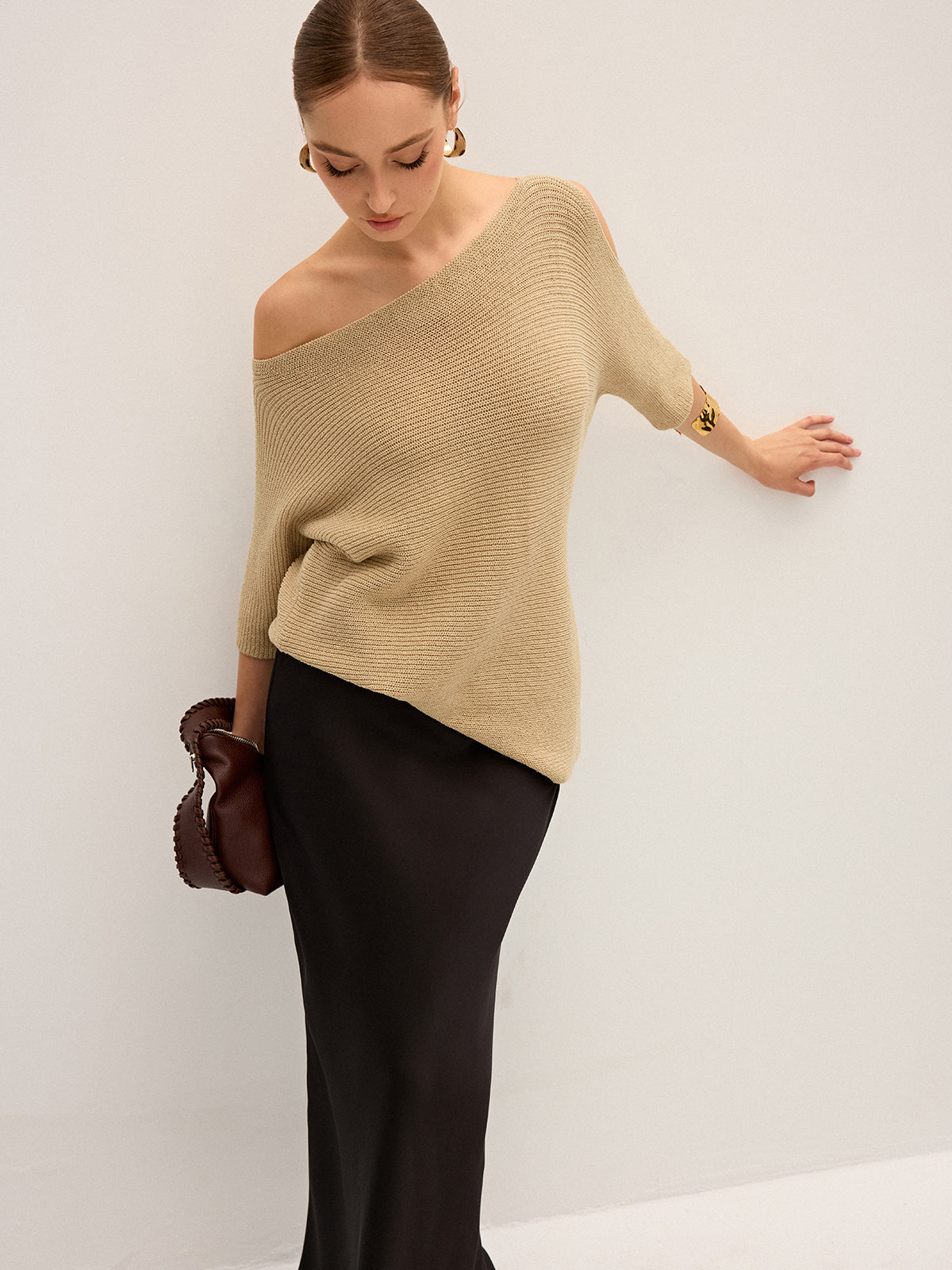 Asymmetric One-Shoulder Knitted Top for Women Trendy Stylish