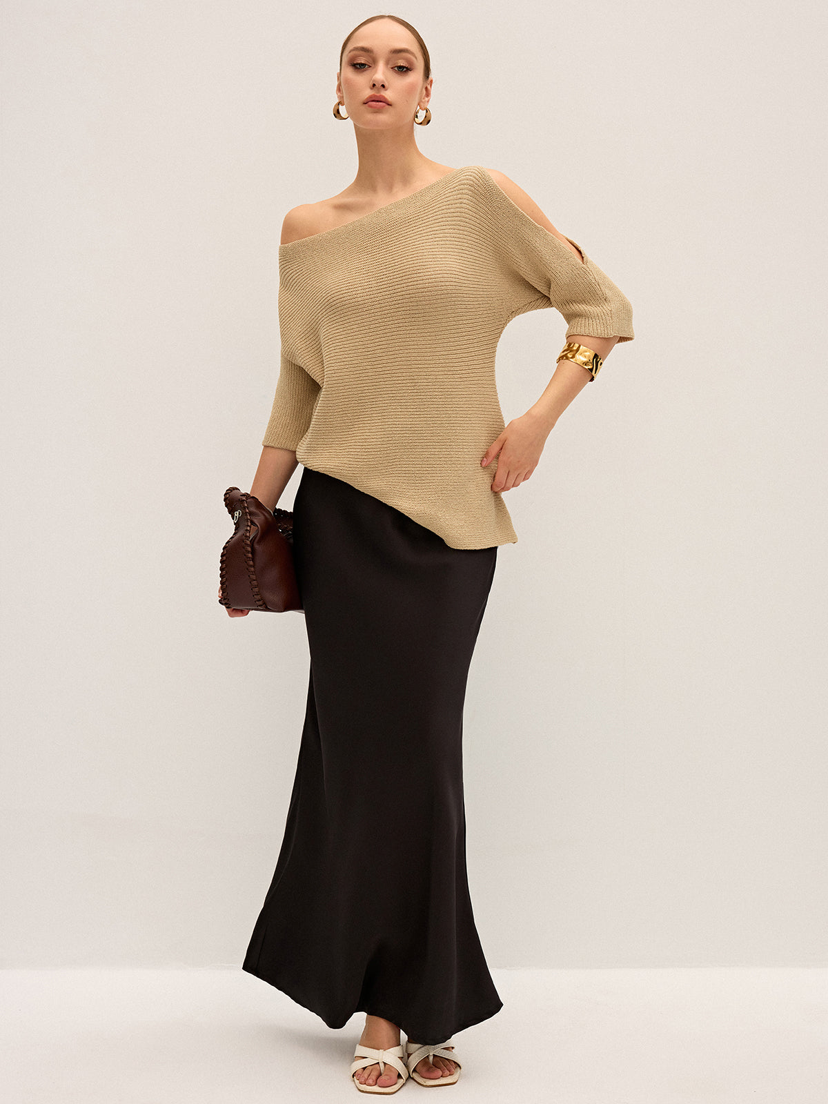 Asymmetric One-Shoulder Knitted Top for Women Trendy Stylish