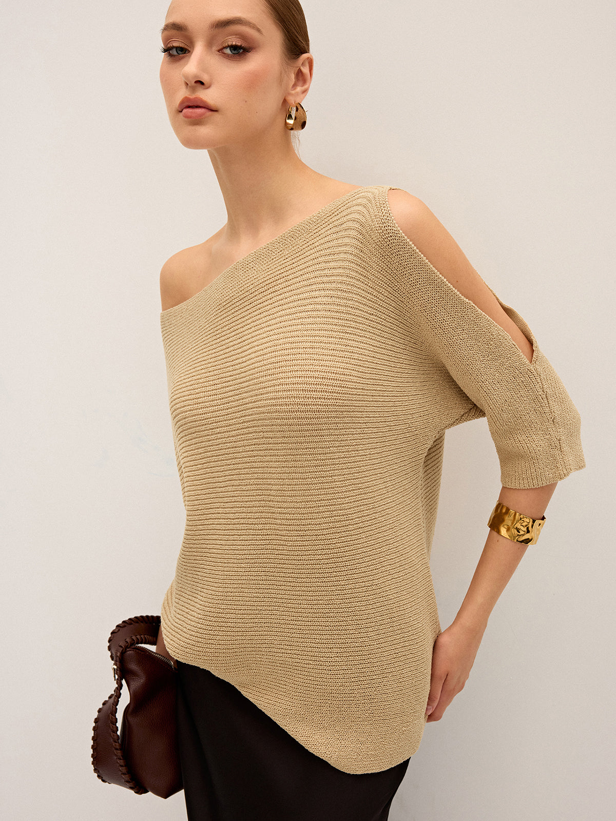 Asymmetric One-Shoulder Knitted Top for Women Trendy Stylish