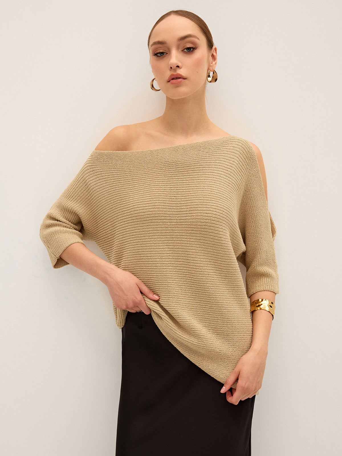 Asymmetric One-Shoulder Knitted Top for Women Trendy Stylish