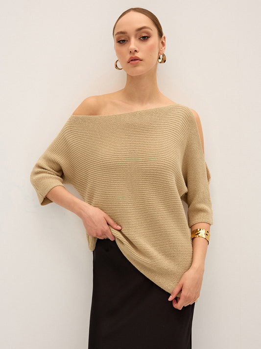 Asymmetric One-Shoulder Knitted Top for Women Trendy Stylish