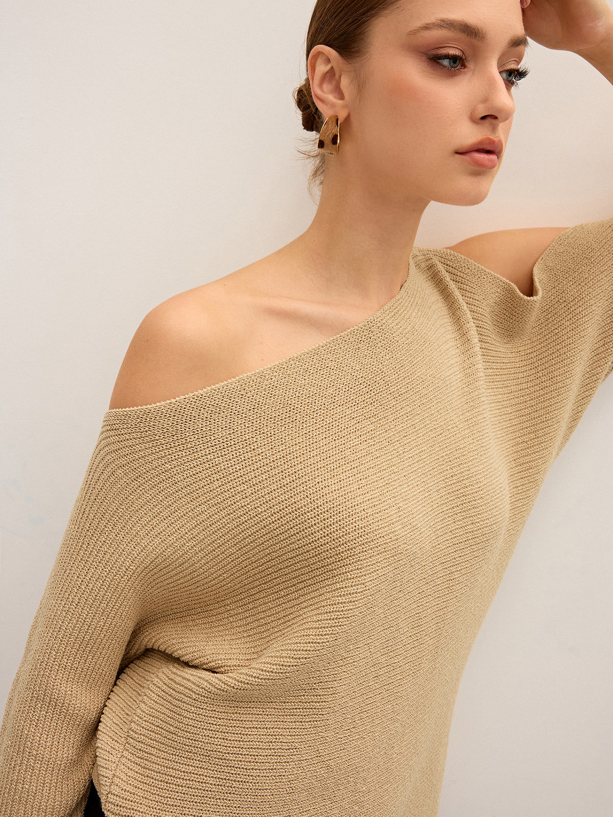 Asymmetric One-Shoulder Knitted Top for Women Trendy Stylish