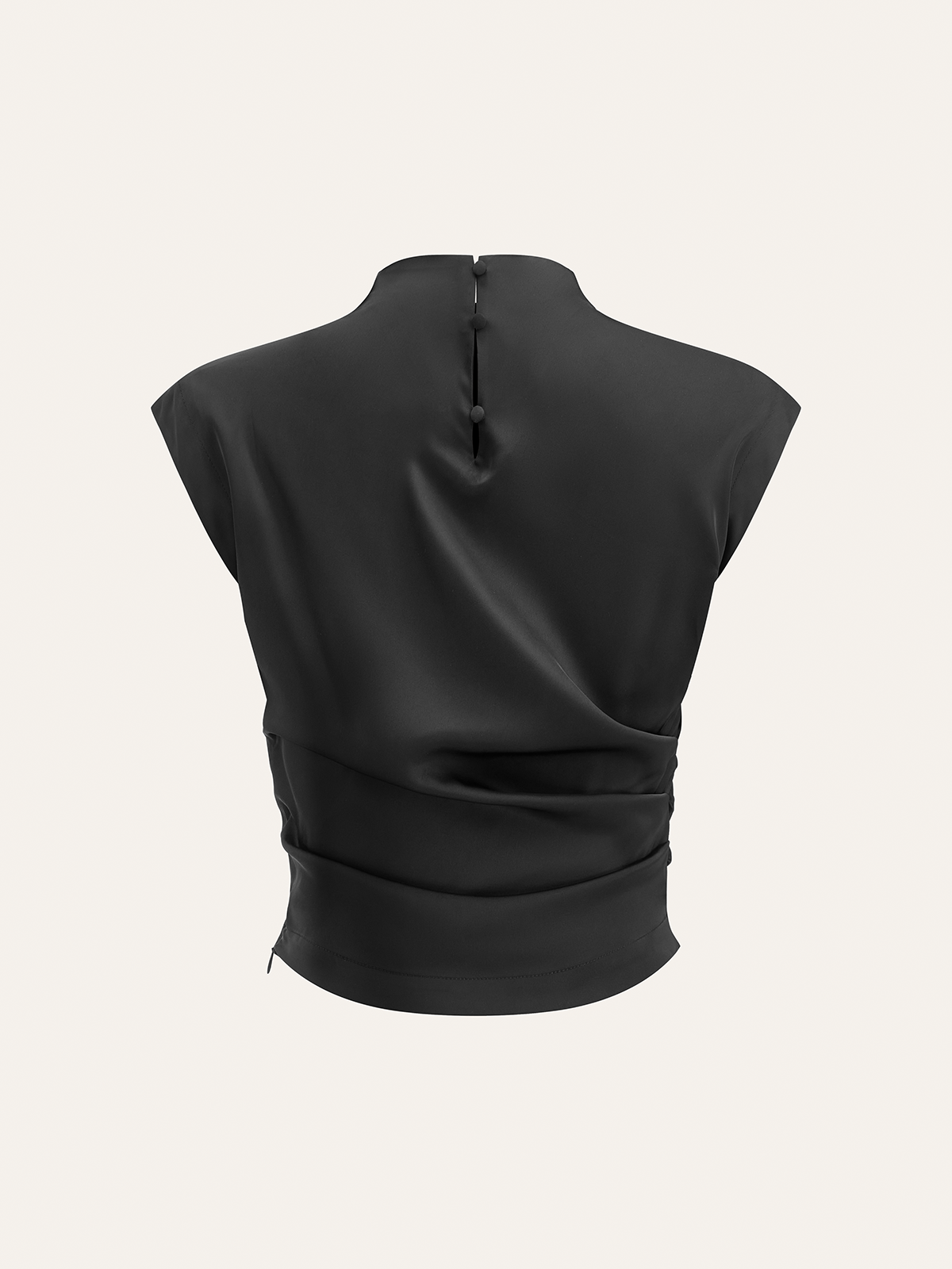 Mock Neck Cap Sleeve Ruched Top for Women, Fashion Essential