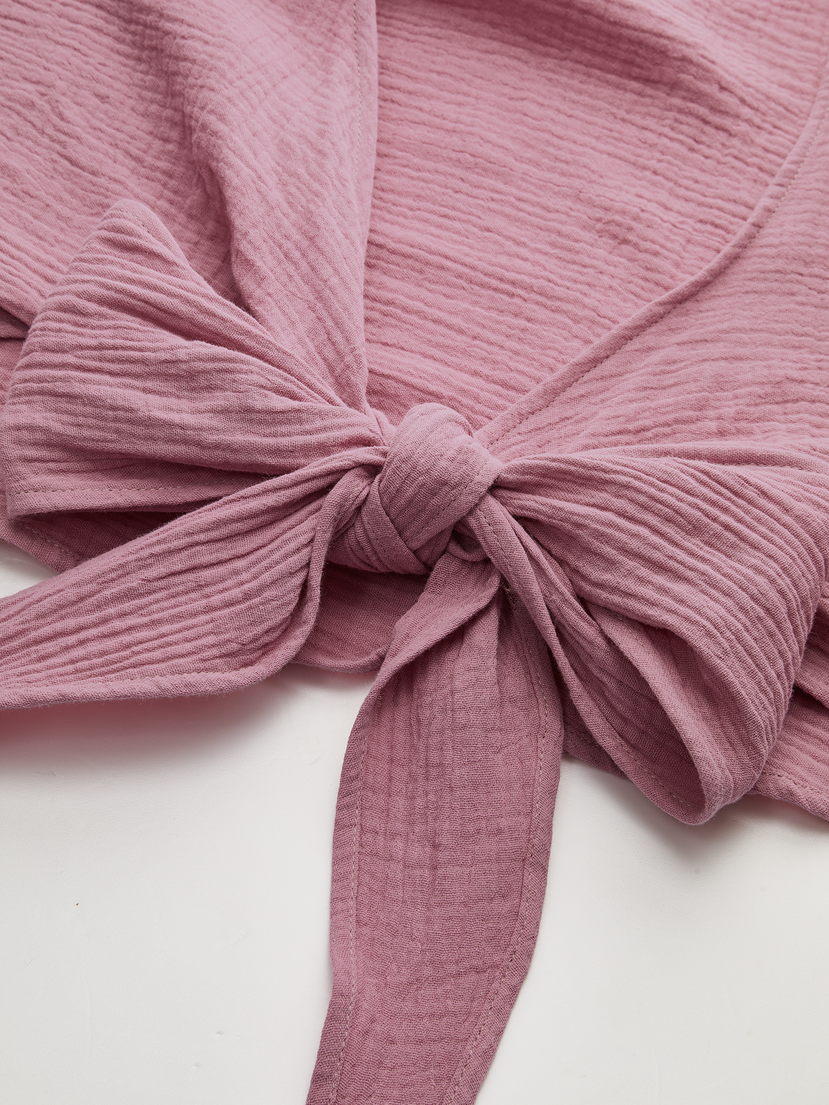 Tie-Front Long Sleeve Cropped Blouse for Women Casual Style