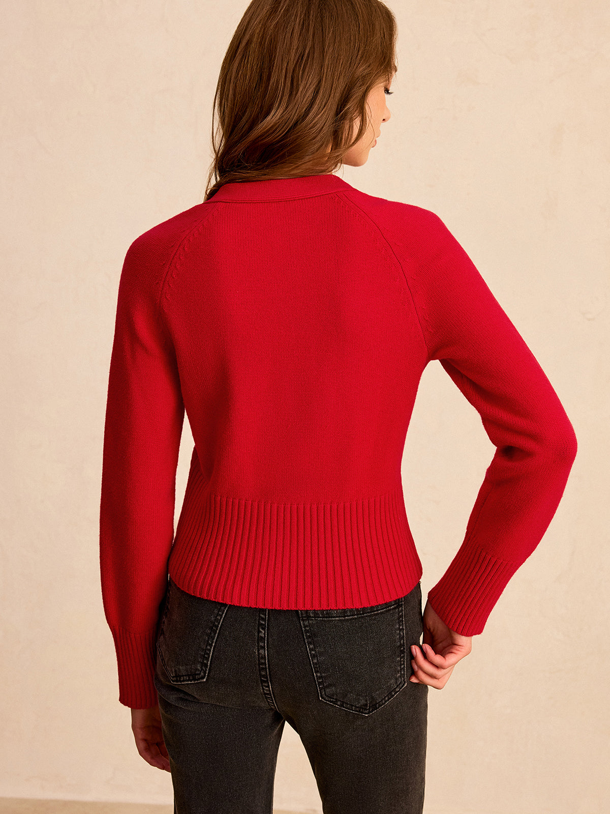 V-Neck Button-Front Knit Cardigan Sweater for Women