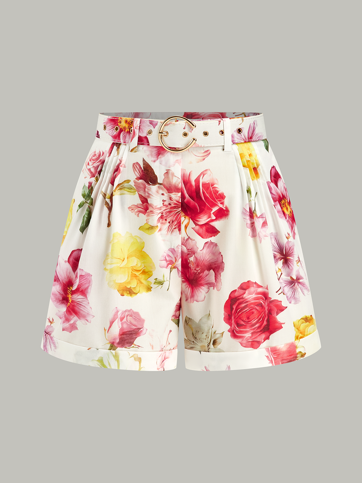 Floral-Printed Shorts With Belt Perfect for Summer Outfits