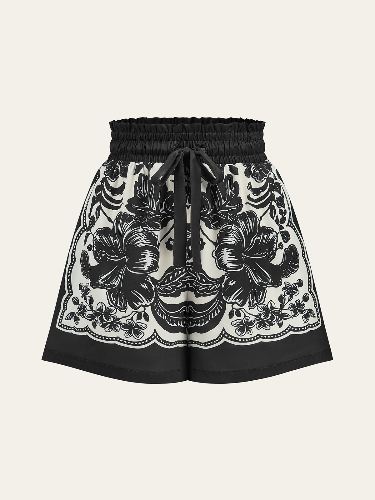Floral Print Elastic Waistband Shorts for Summer Casual Wear