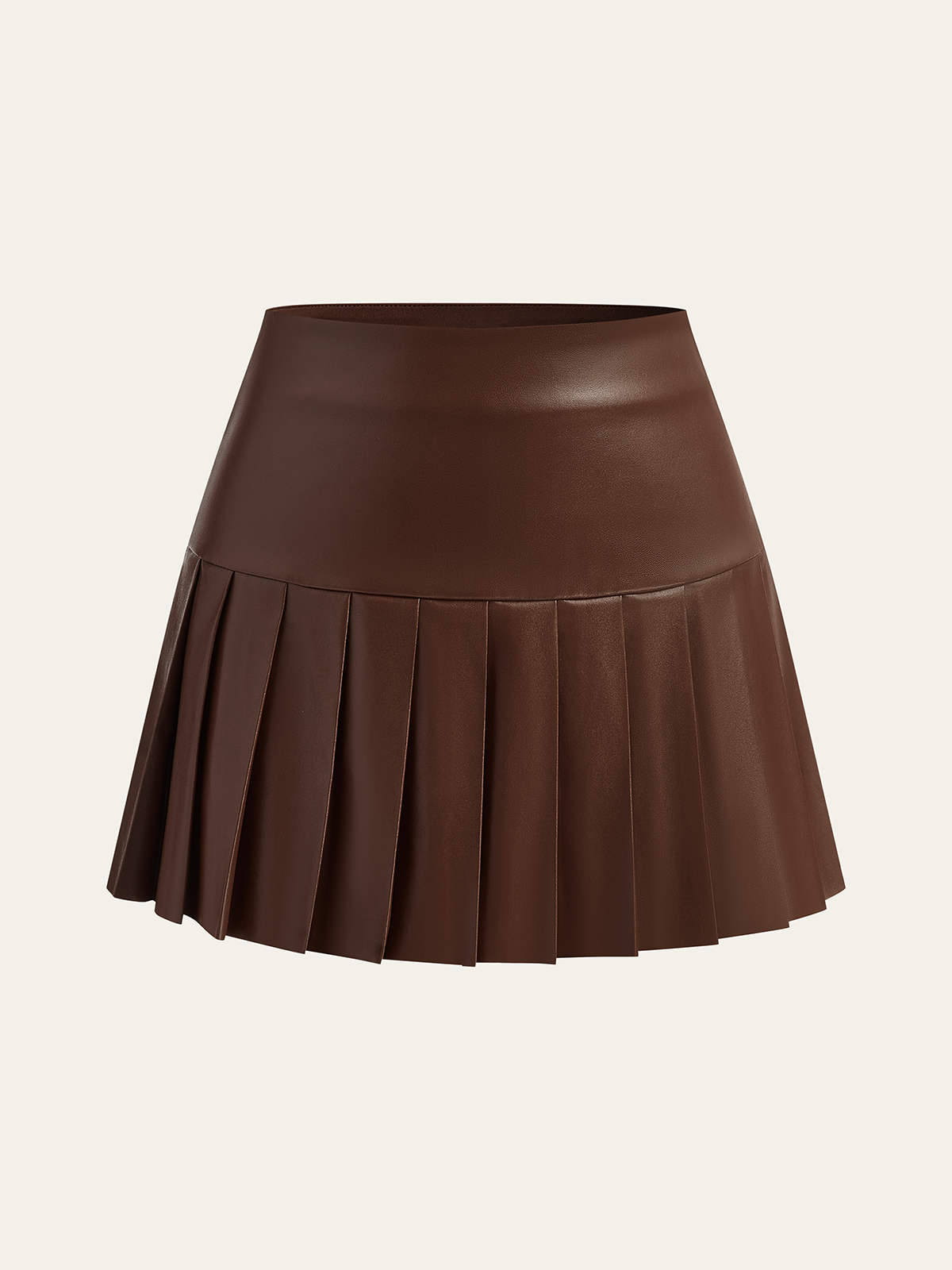 Faux Leather High-Waist Pleated Mini Skirt Trendy Chic Look for Women